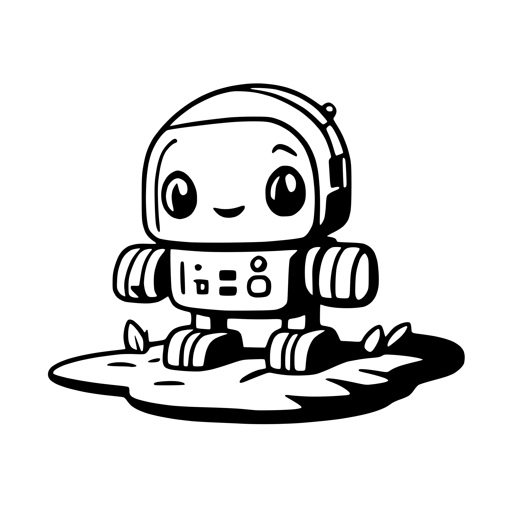 AI-generated SVG of a little Robot icon, sitting on an abandoned island