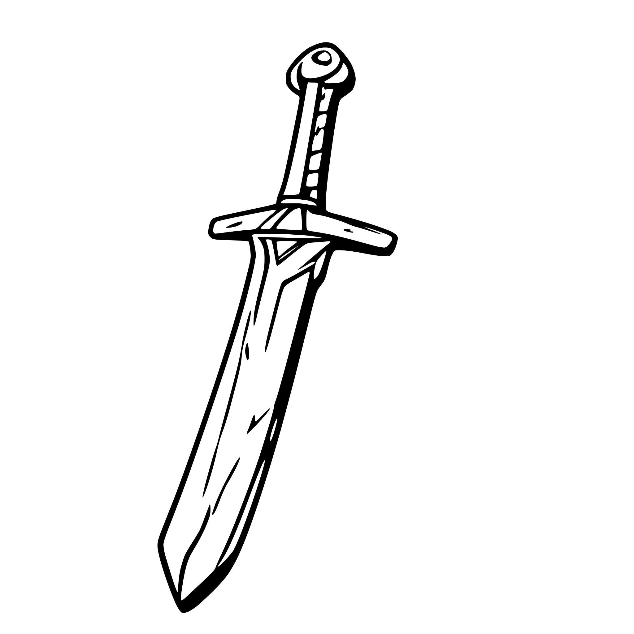 Rusty Sword Vector line art SVG for 'the outline of a black and white old rusty sword ...