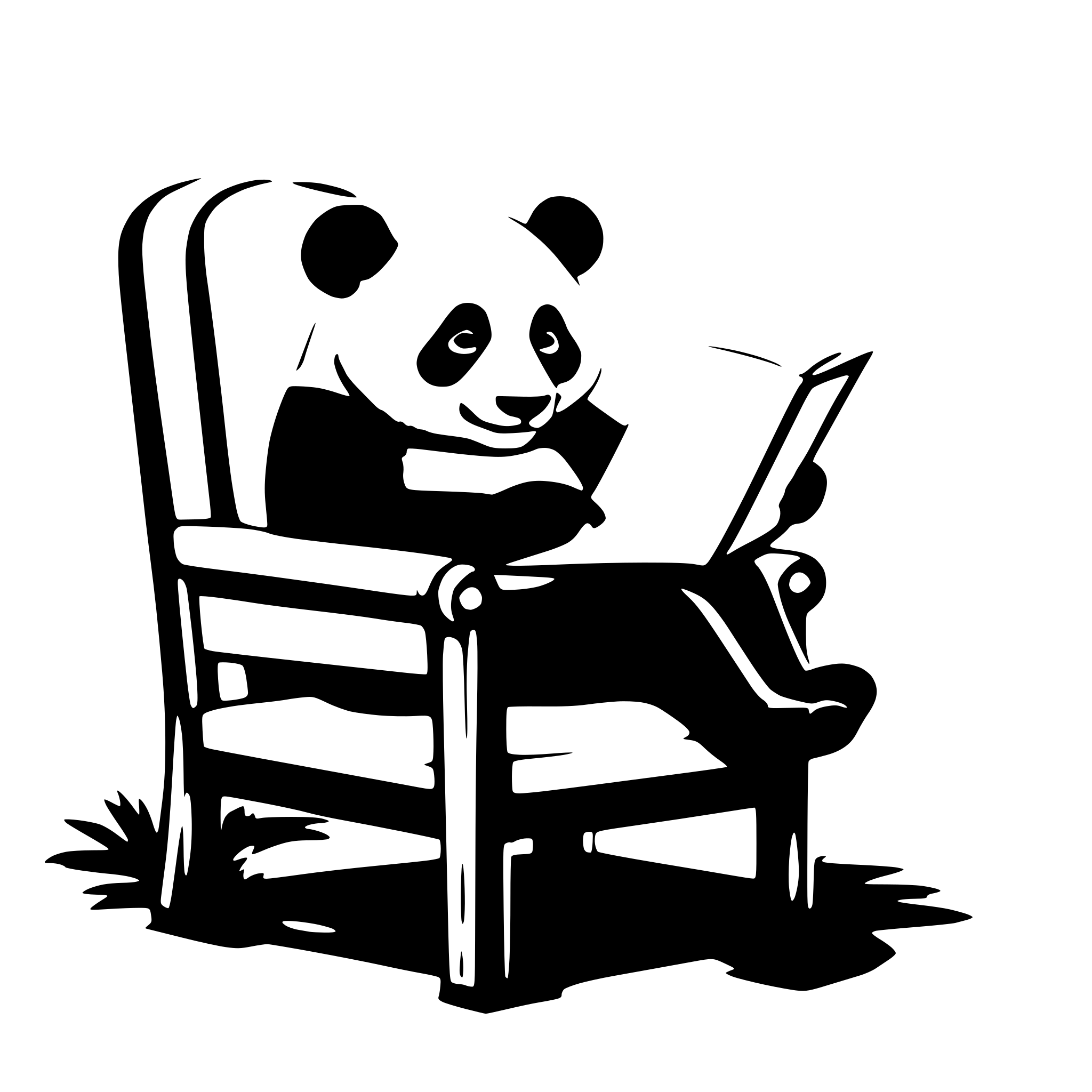 AI-generated SVG of 'a panda in chair, reading book'