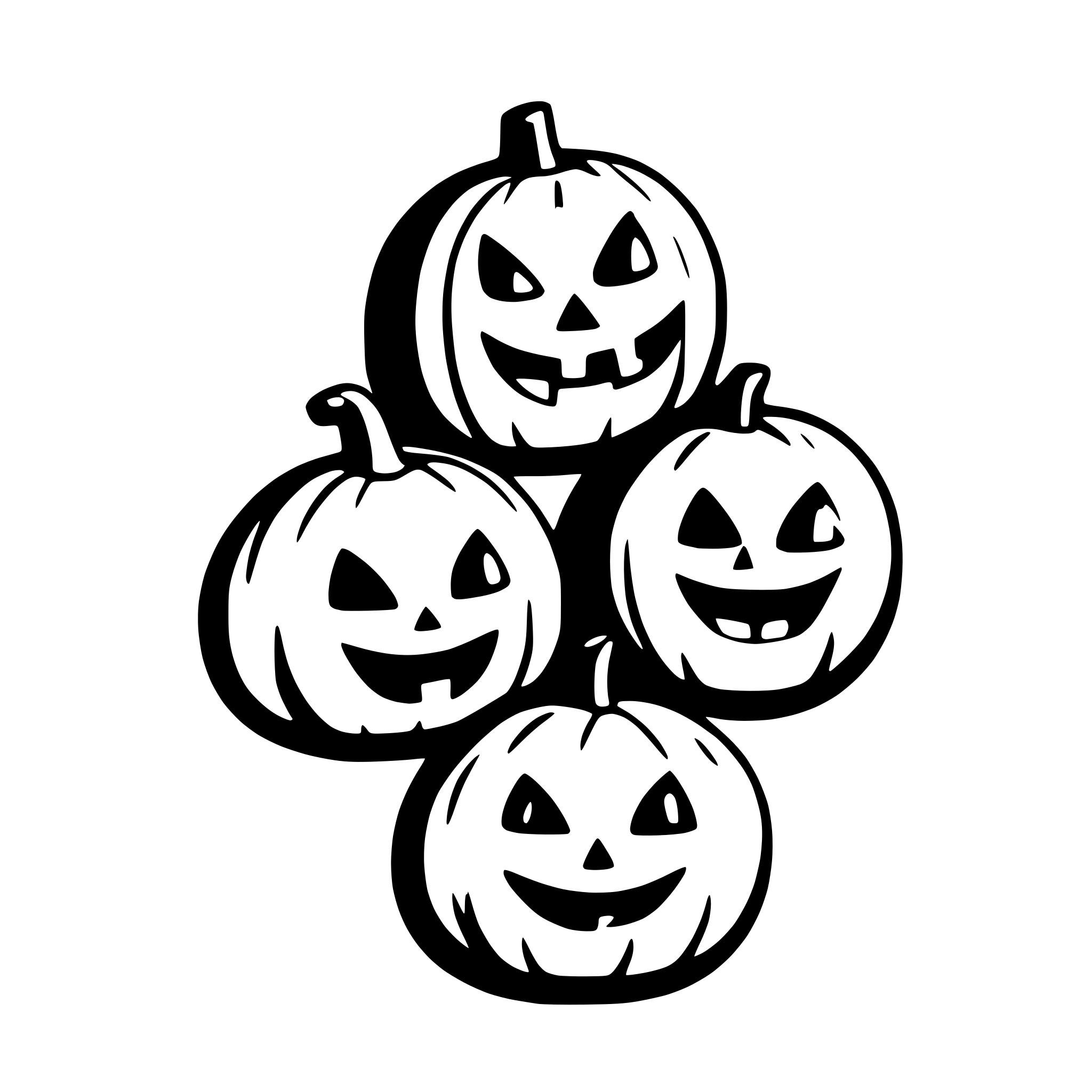 AI-generated SVG of a three funny halloween pumpkins