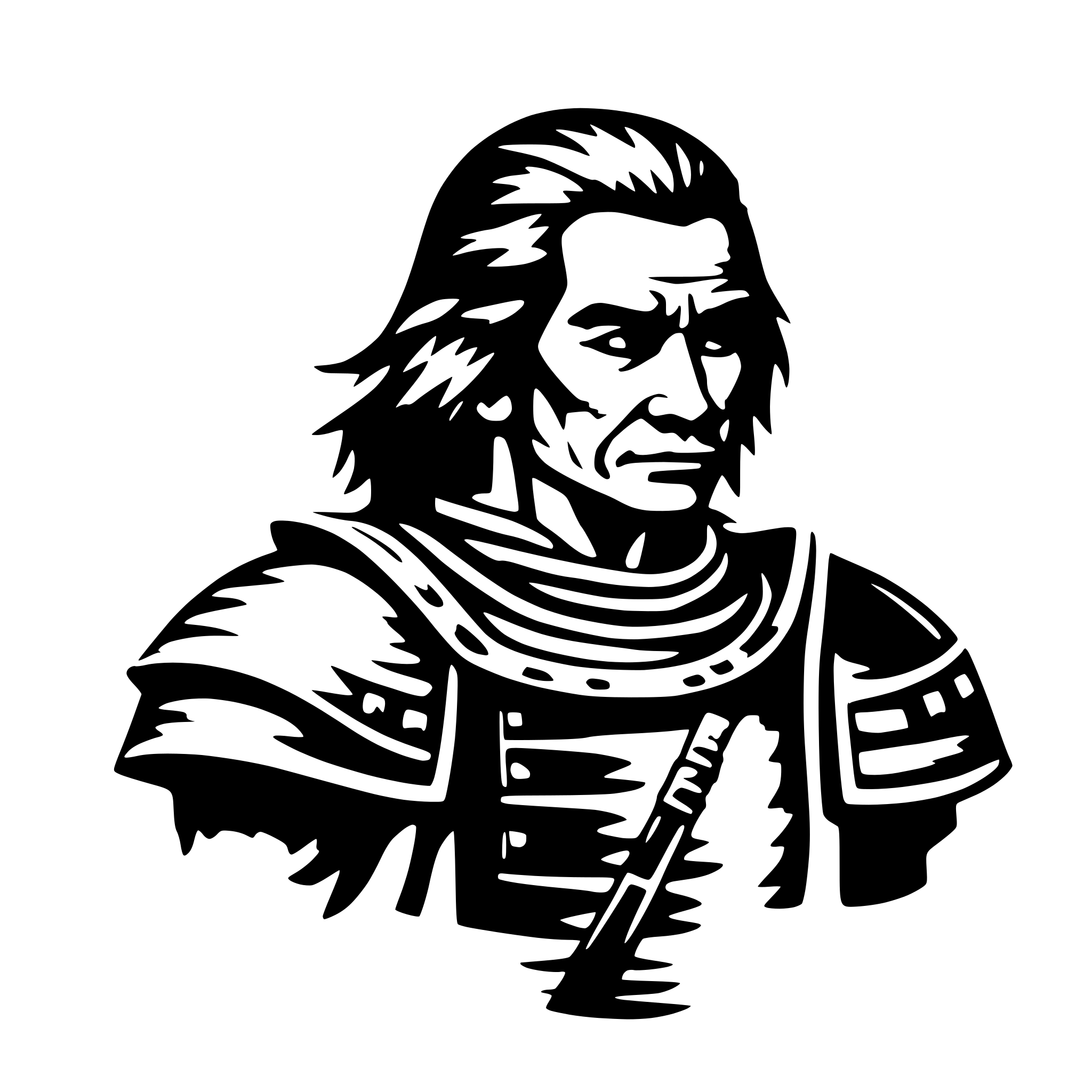 AI-generated SVG of a old samurai, side view, nostalgic