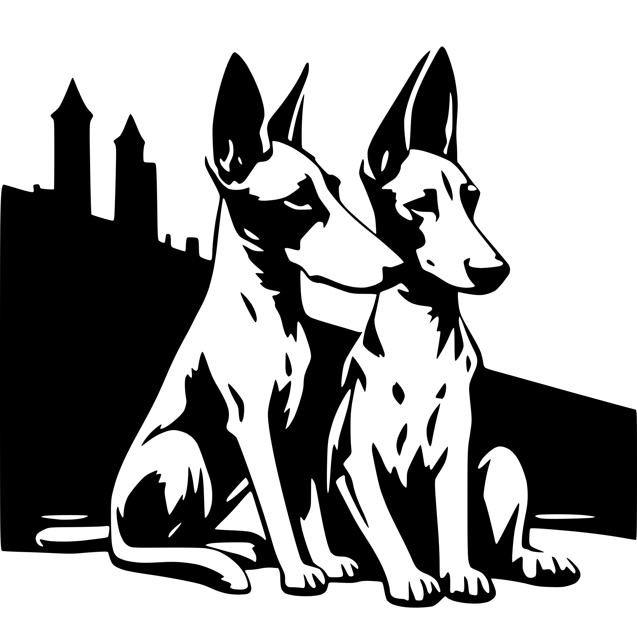 AI-generated SVG of a podenco ears one folding