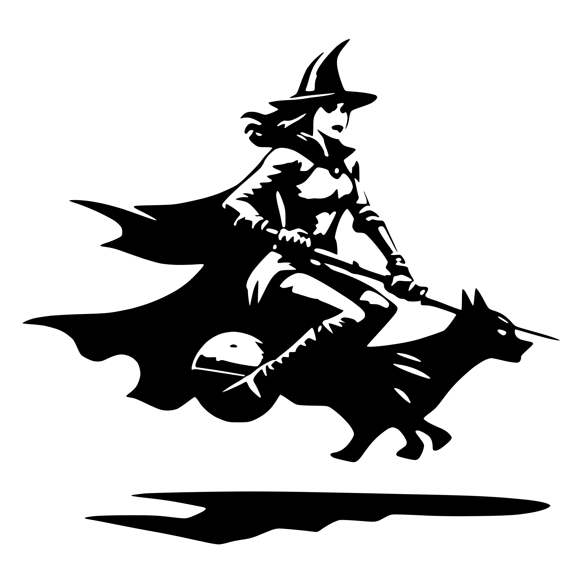 AI-generated SVG of 'witch flying on a broom with batman'