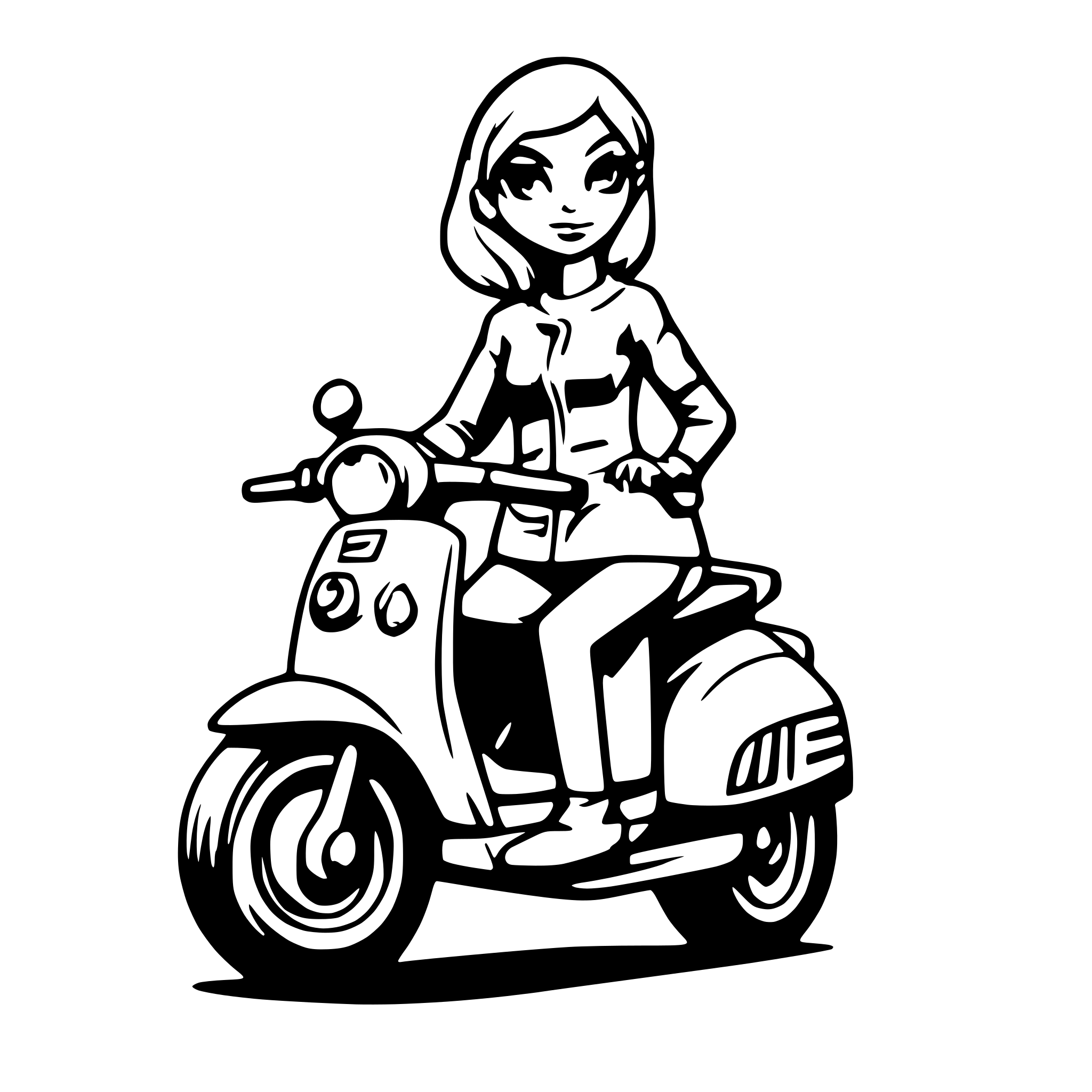 AI-generated SVG of 'Woman on a vespa'