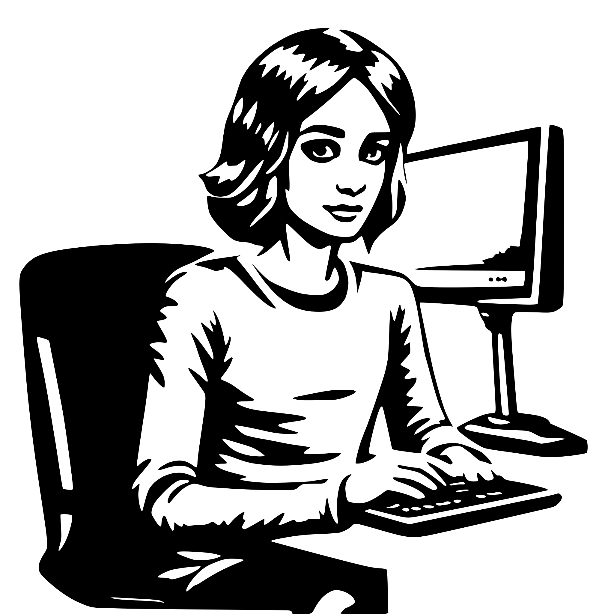 AI-generated SVG of 'student behind a computer'