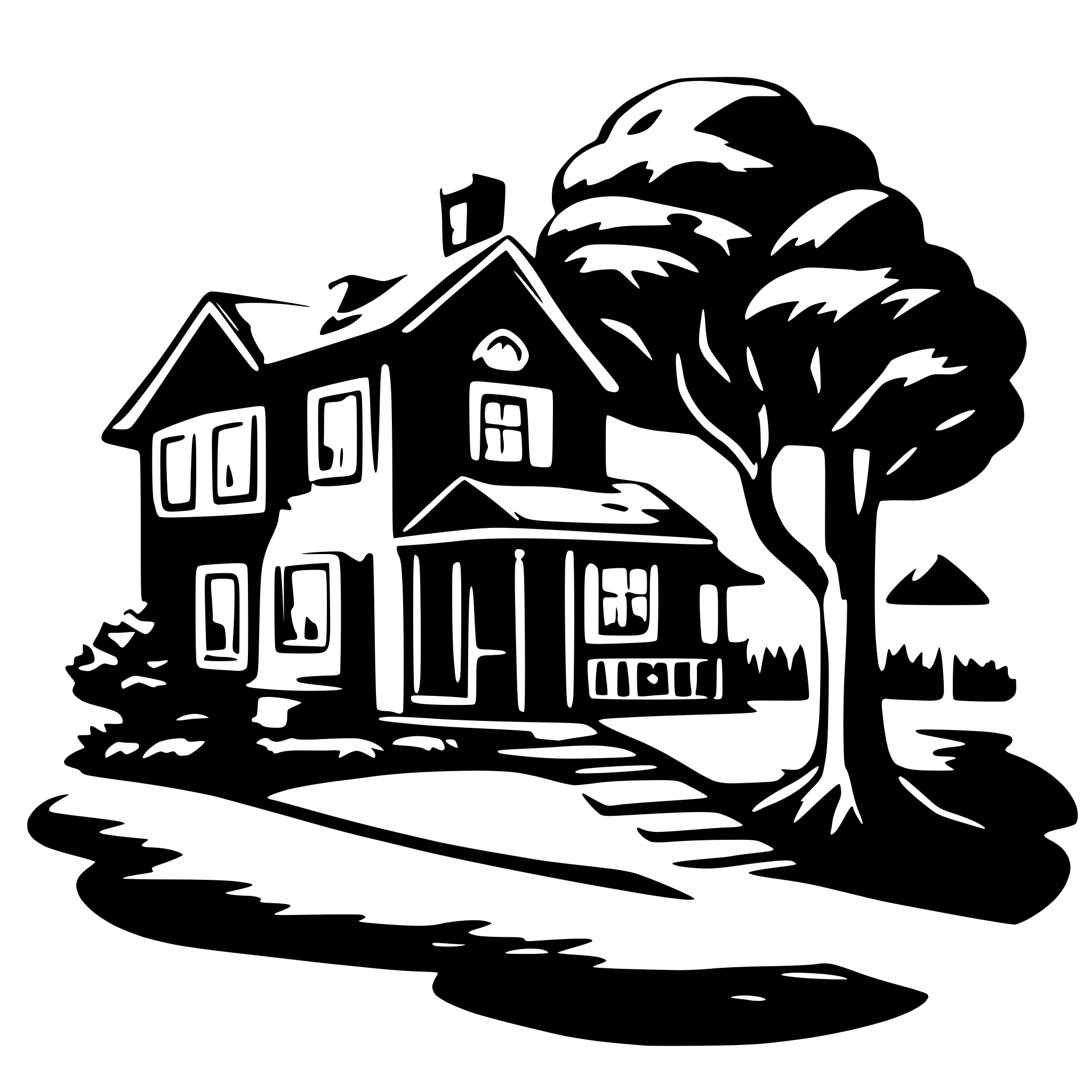AI-generated SVG of 'house and tree'