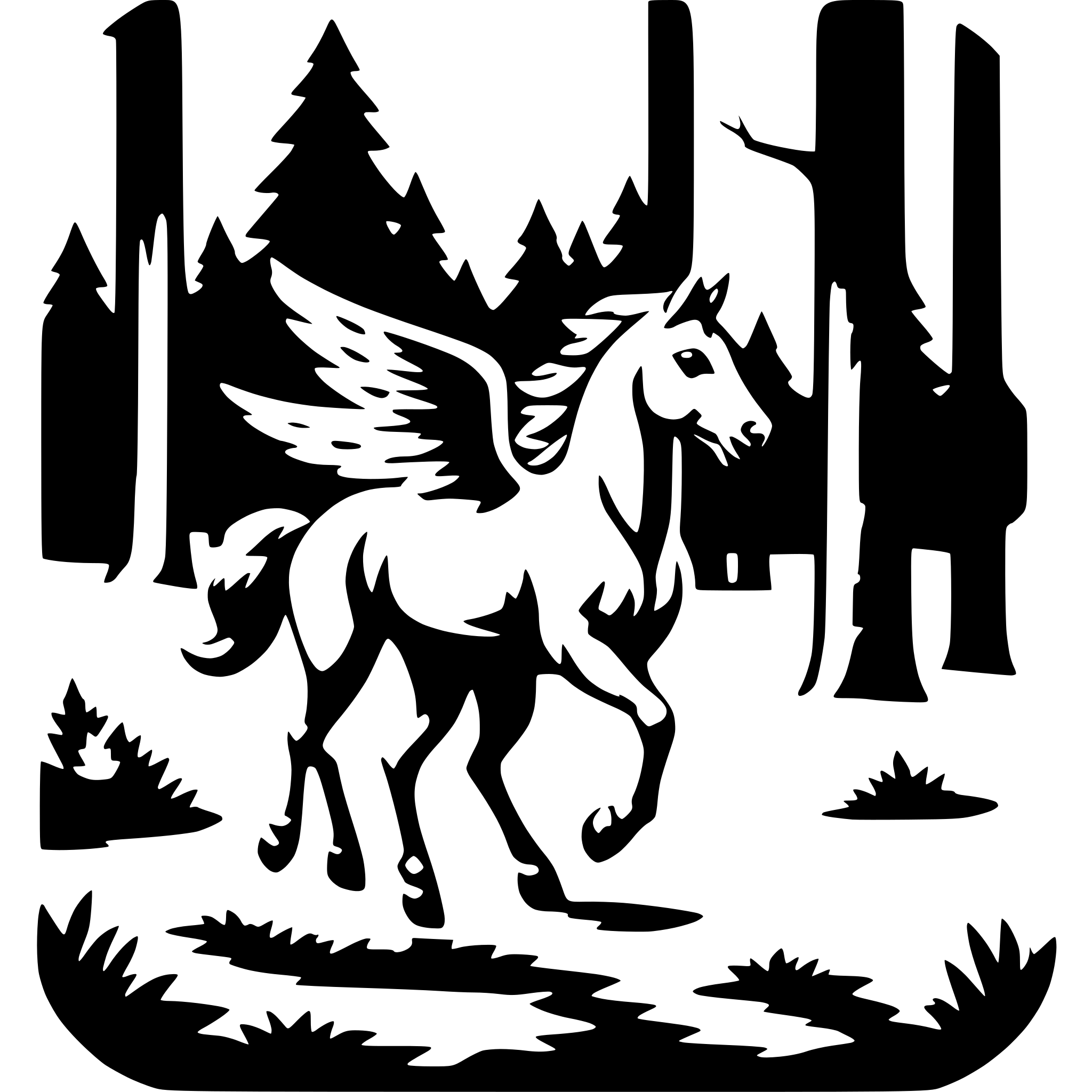 AI-generated SVG of a pegasus in forest