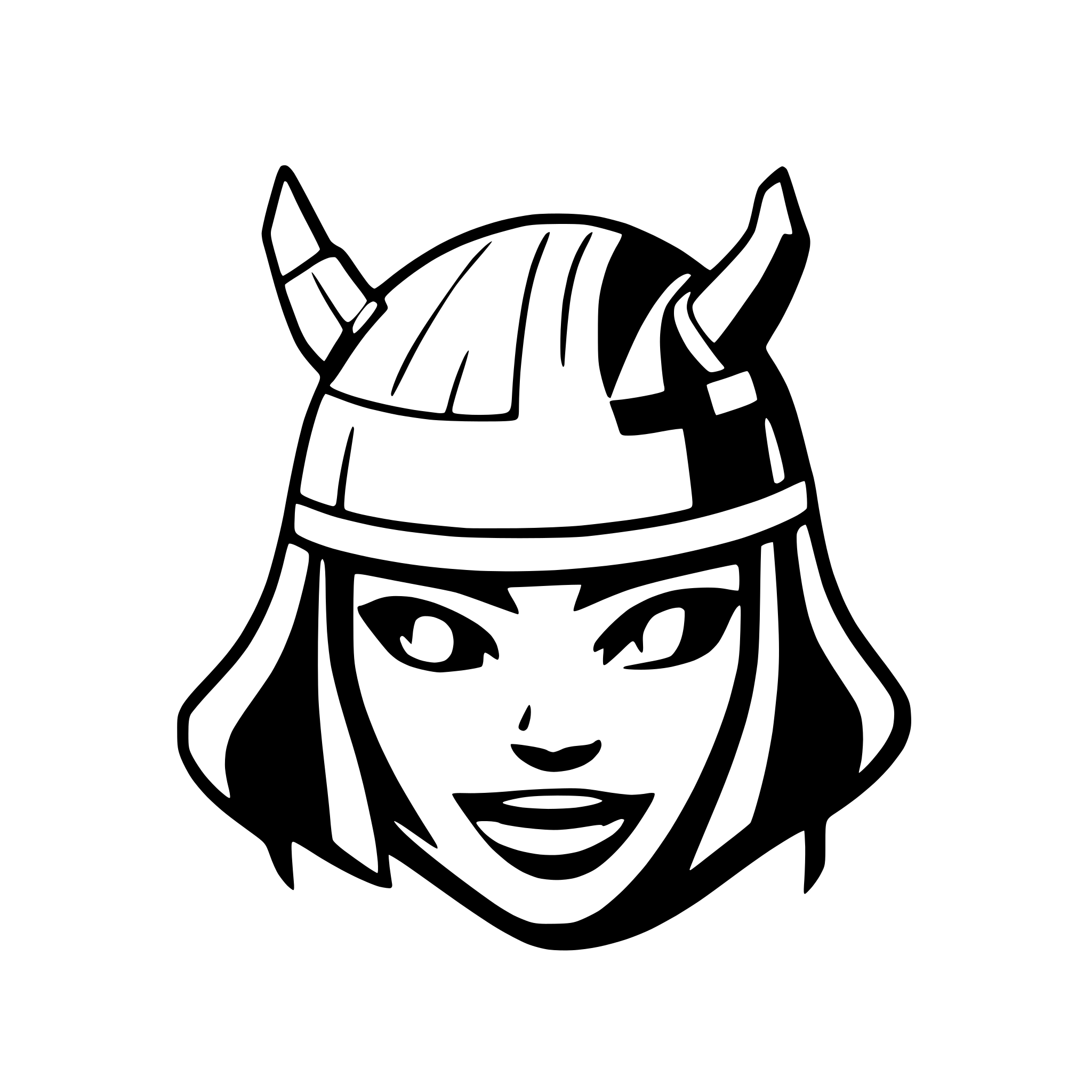 AI-generated SVG of 'samurai helmet with flames'