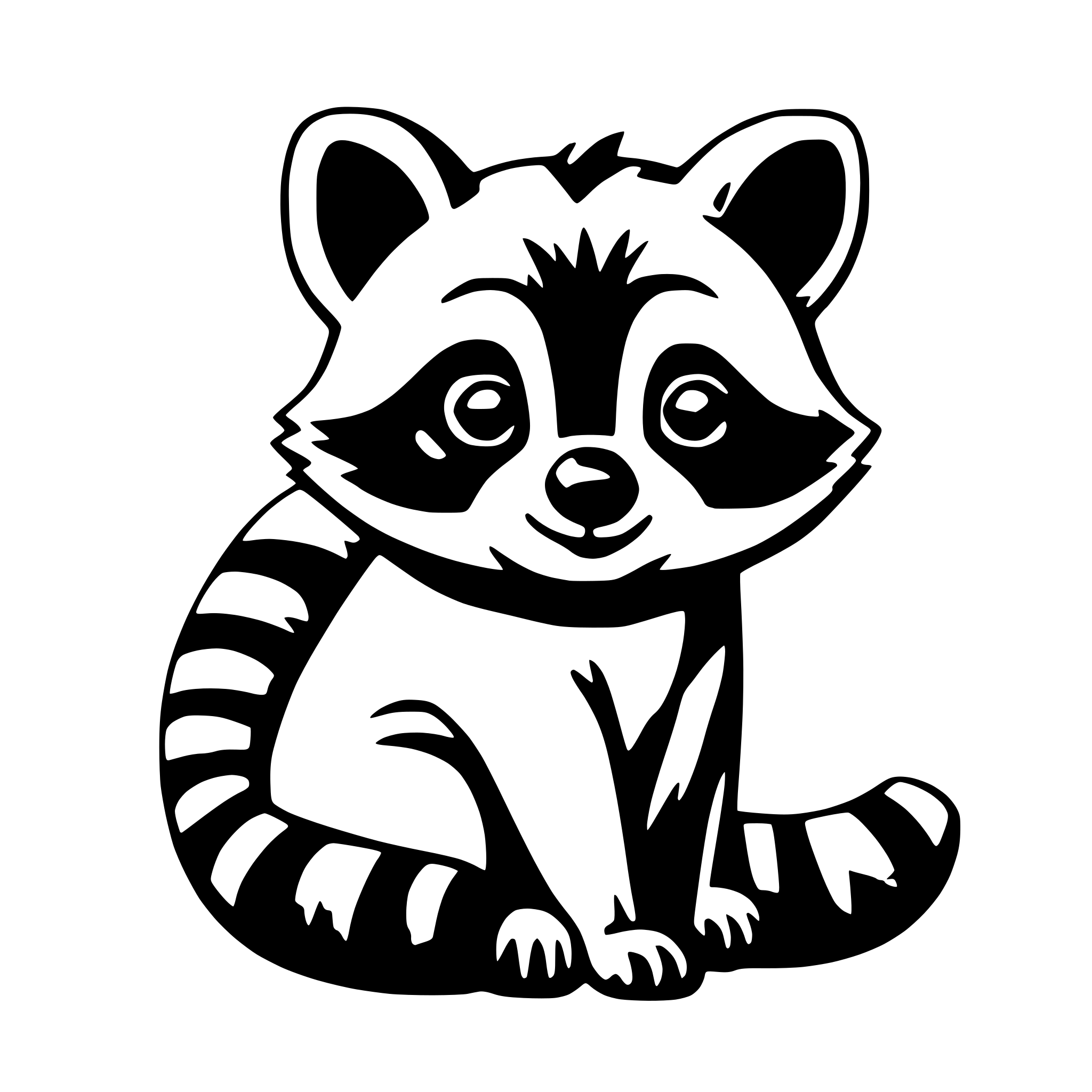 AI-generated SVG of 'cute raccoon cartoon'