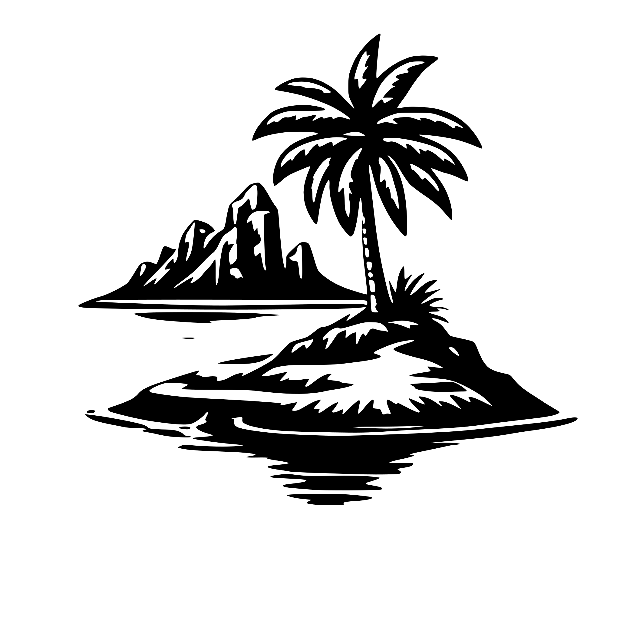 AI-generated SVG of 'I need an illustration of a small island with only a palmtree on it and some waves around the island'