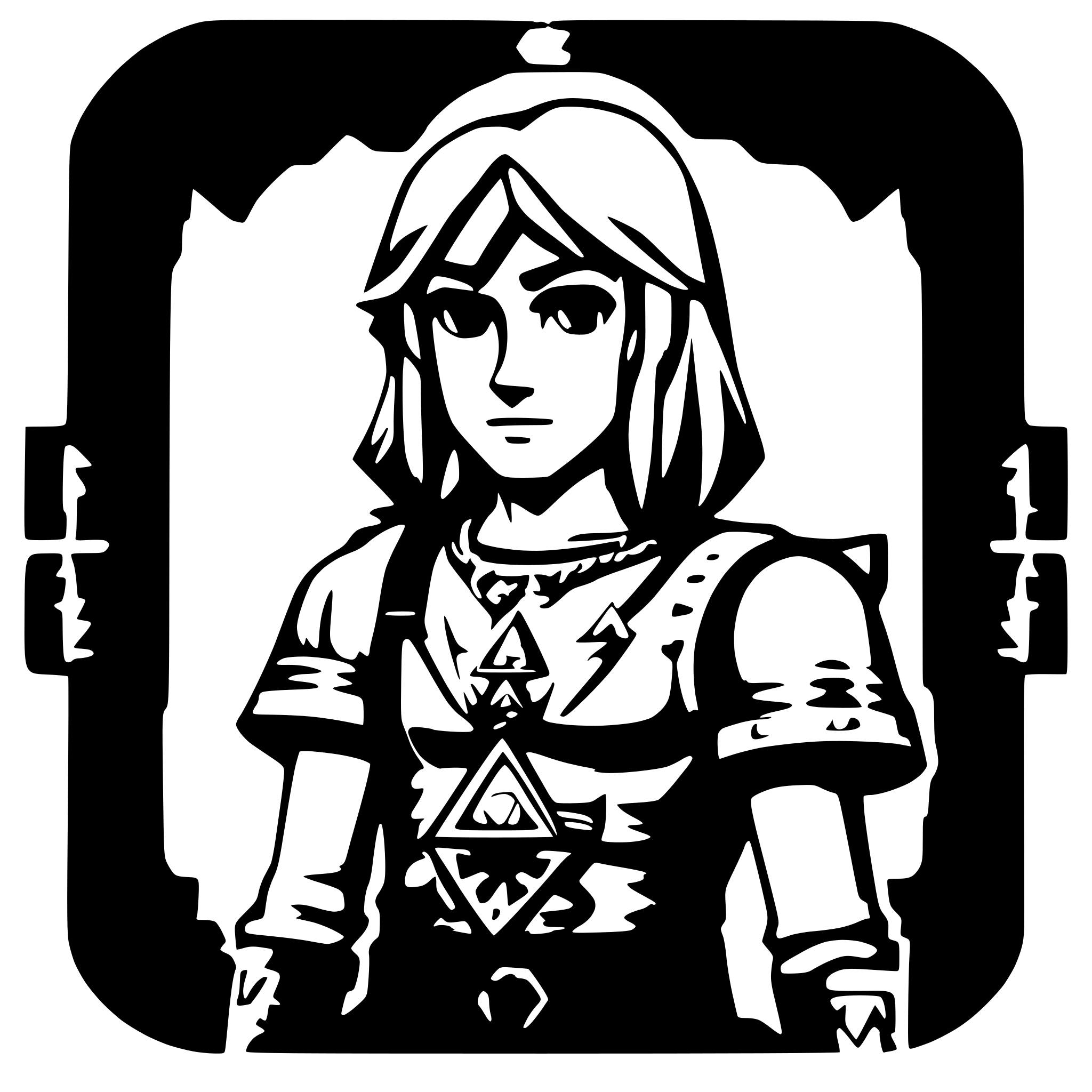 AI-generated SVG of a 16-bit link from legend of zelda holding triforce