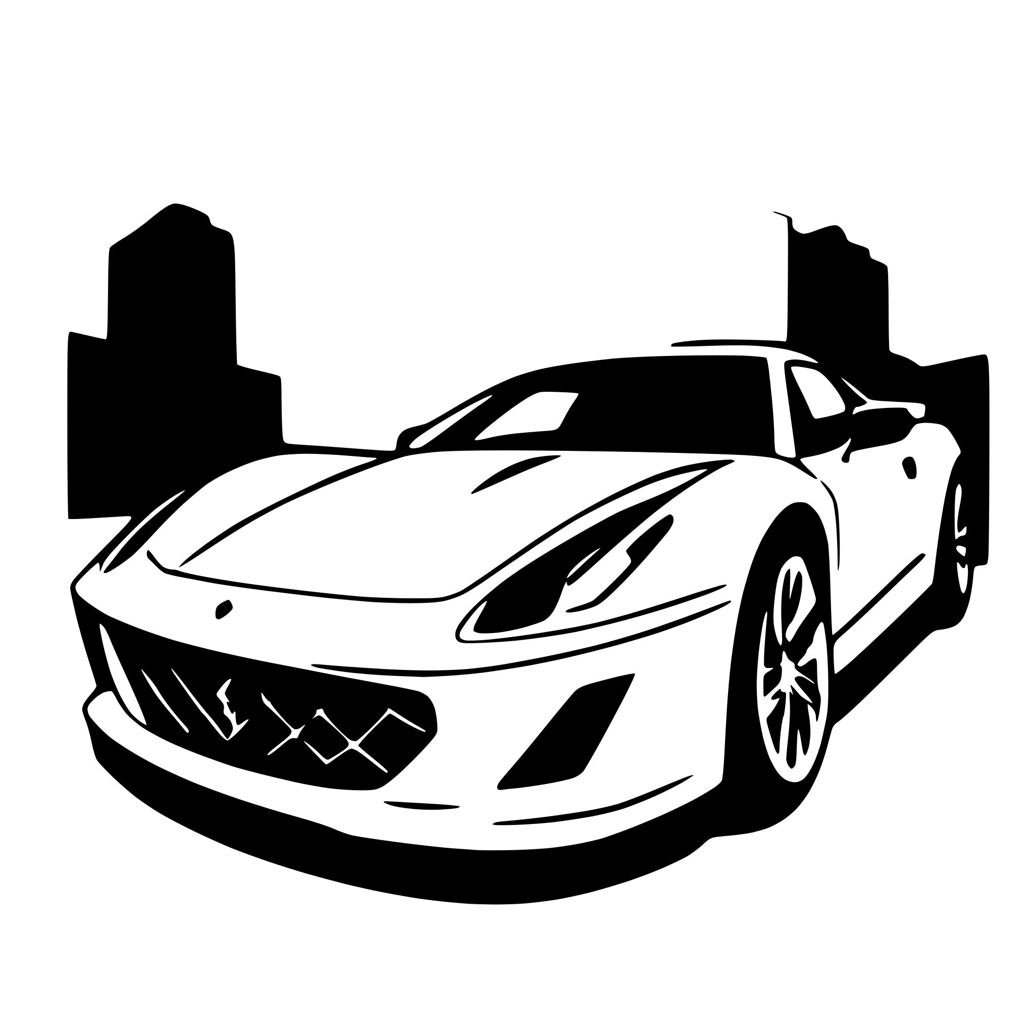 AI-generated SVG of a Ferrari 458 as a drawing to color in. Without Logos.