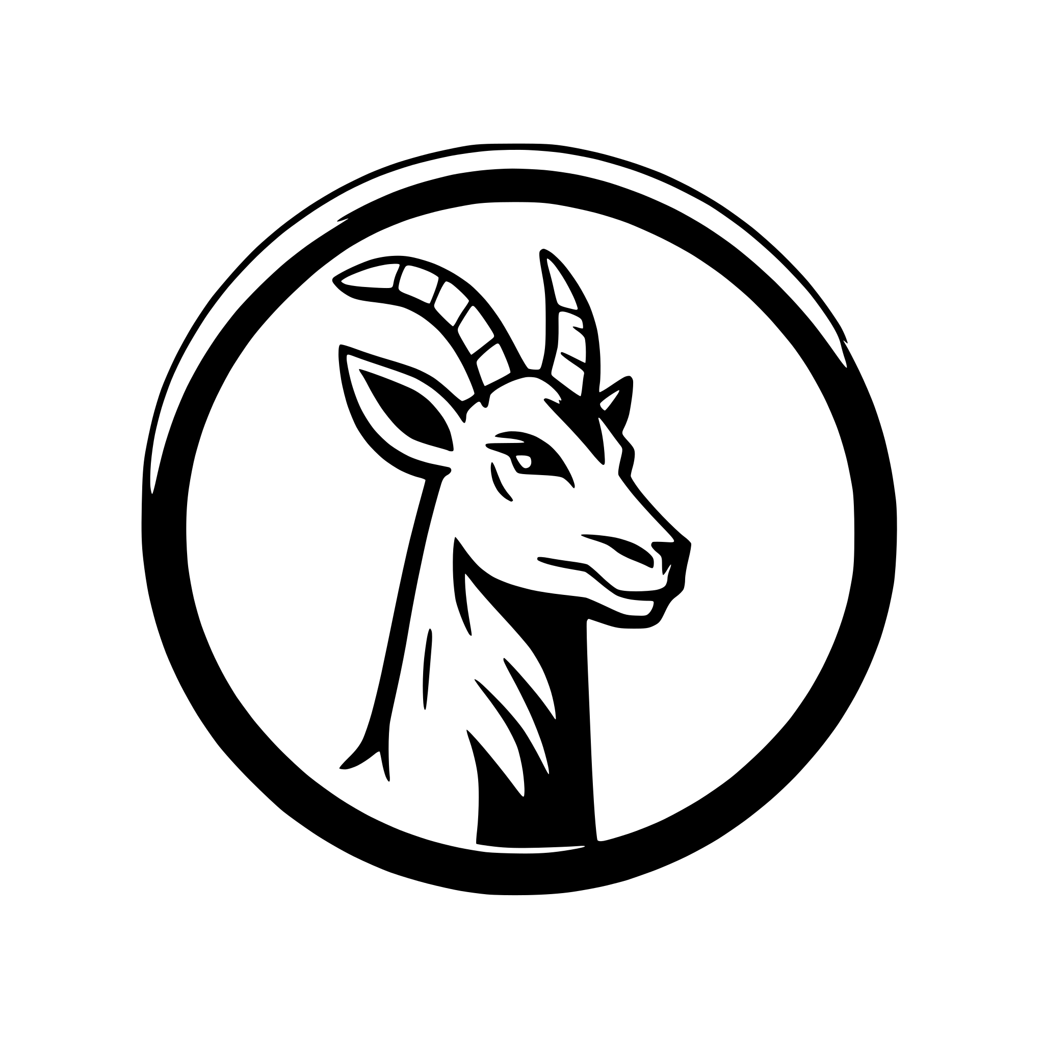 AI-generated SVG of 'gazelle head silhouette inside a circle curve horns'