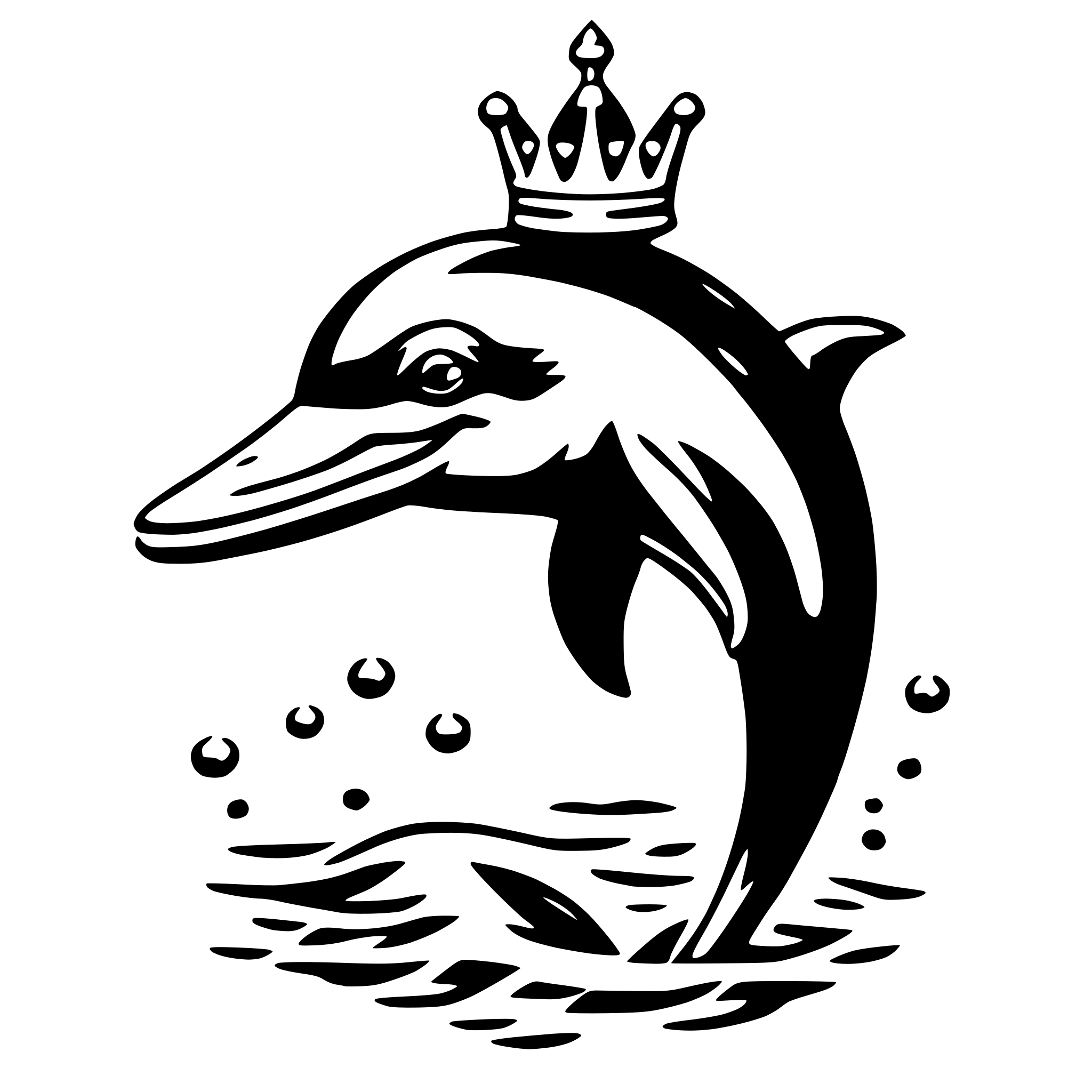 AI-generated SVG of a dolphin with crown