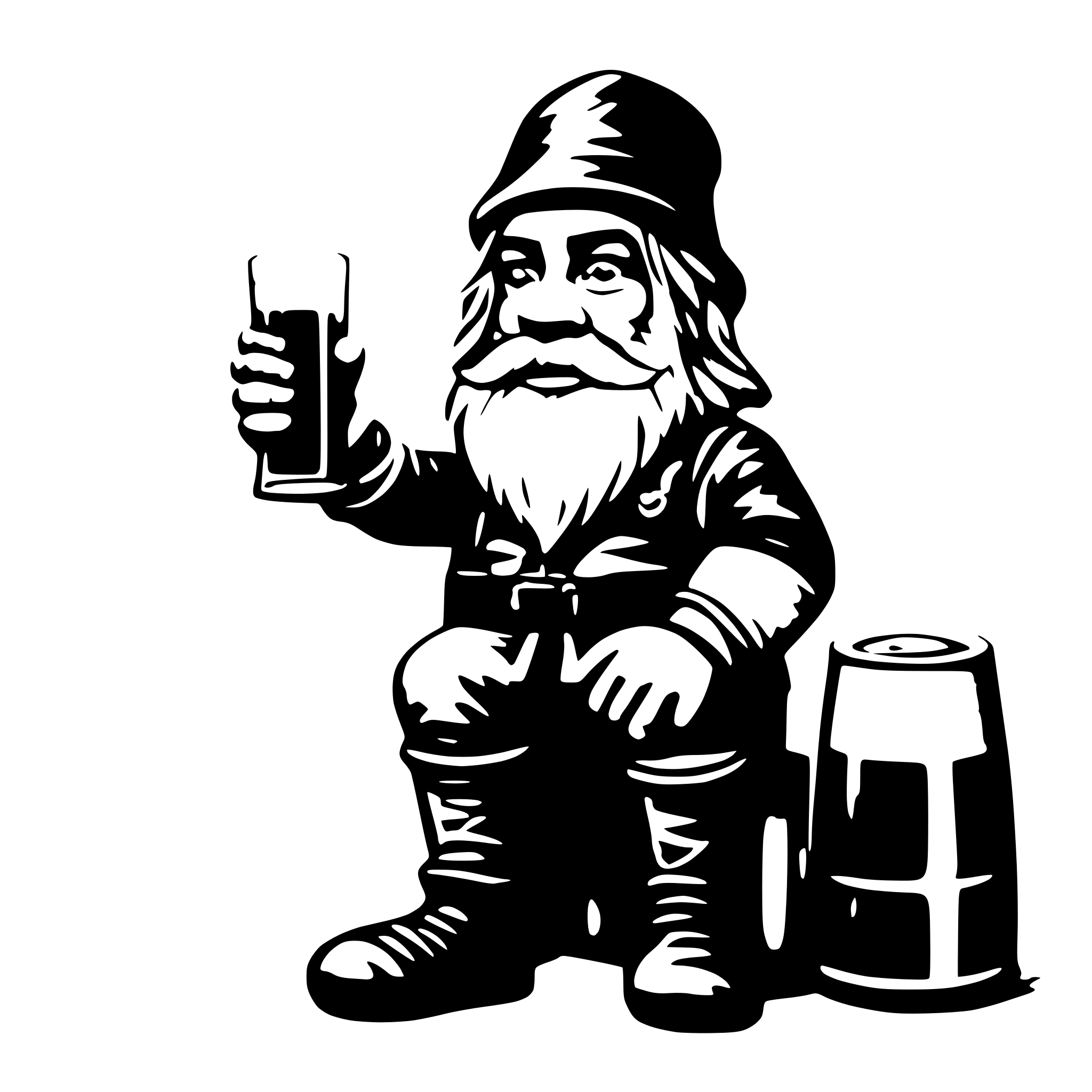 AI-generated SVG of 'a beer drinking dwarf with a cap'