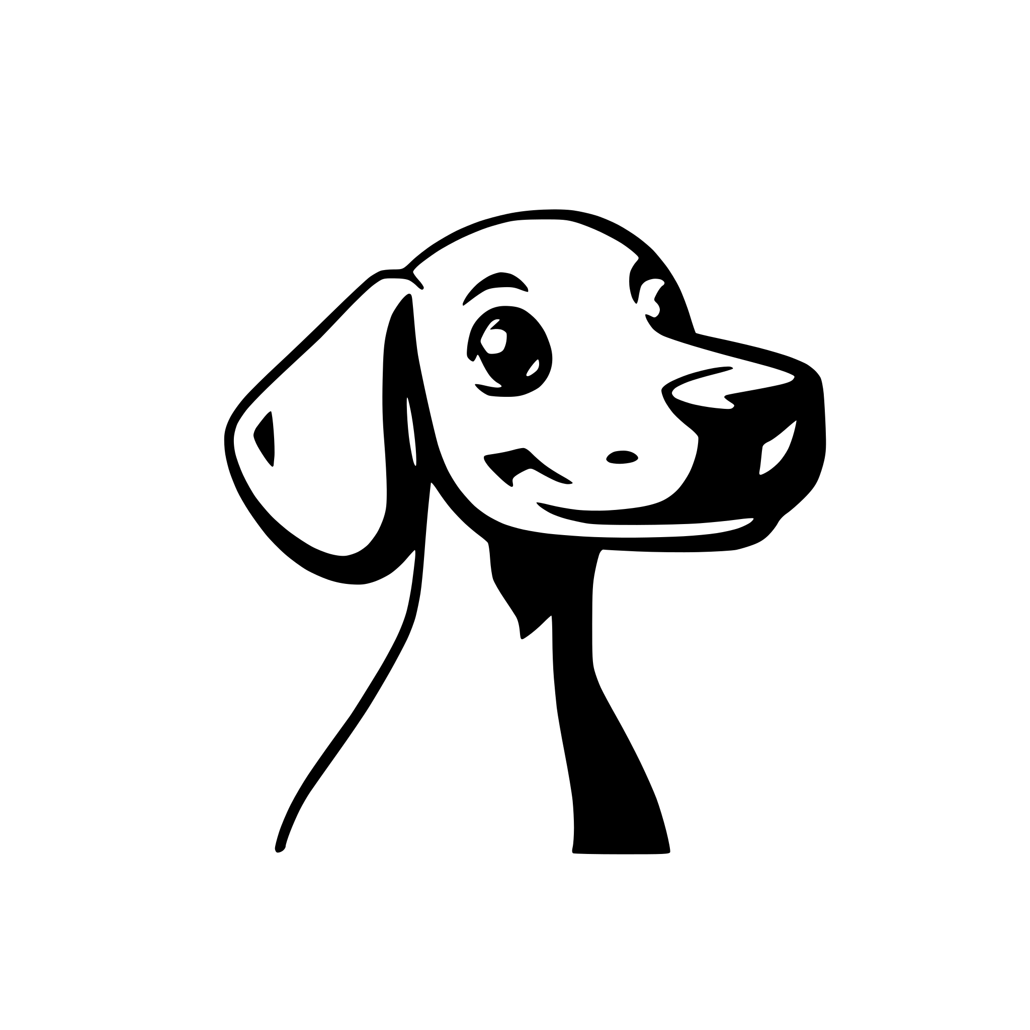 AI-generated SVG of a SMILING DASCHUND SIDE LOOKING
