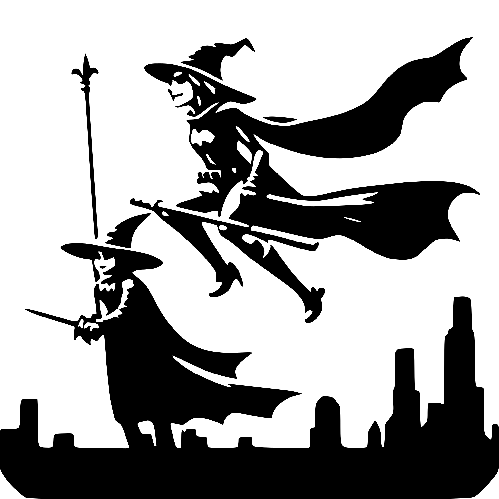 AI-generated SVG of 'witch flying on a broom with batman'