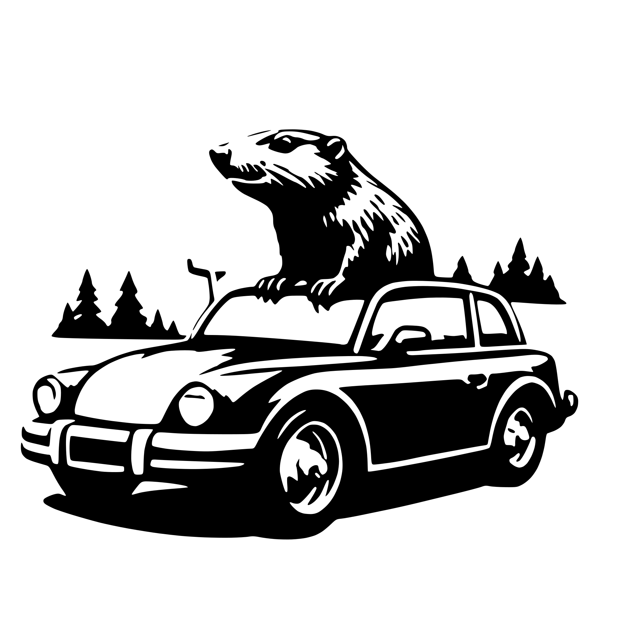AI-generated SVG of 'beaver on a car'