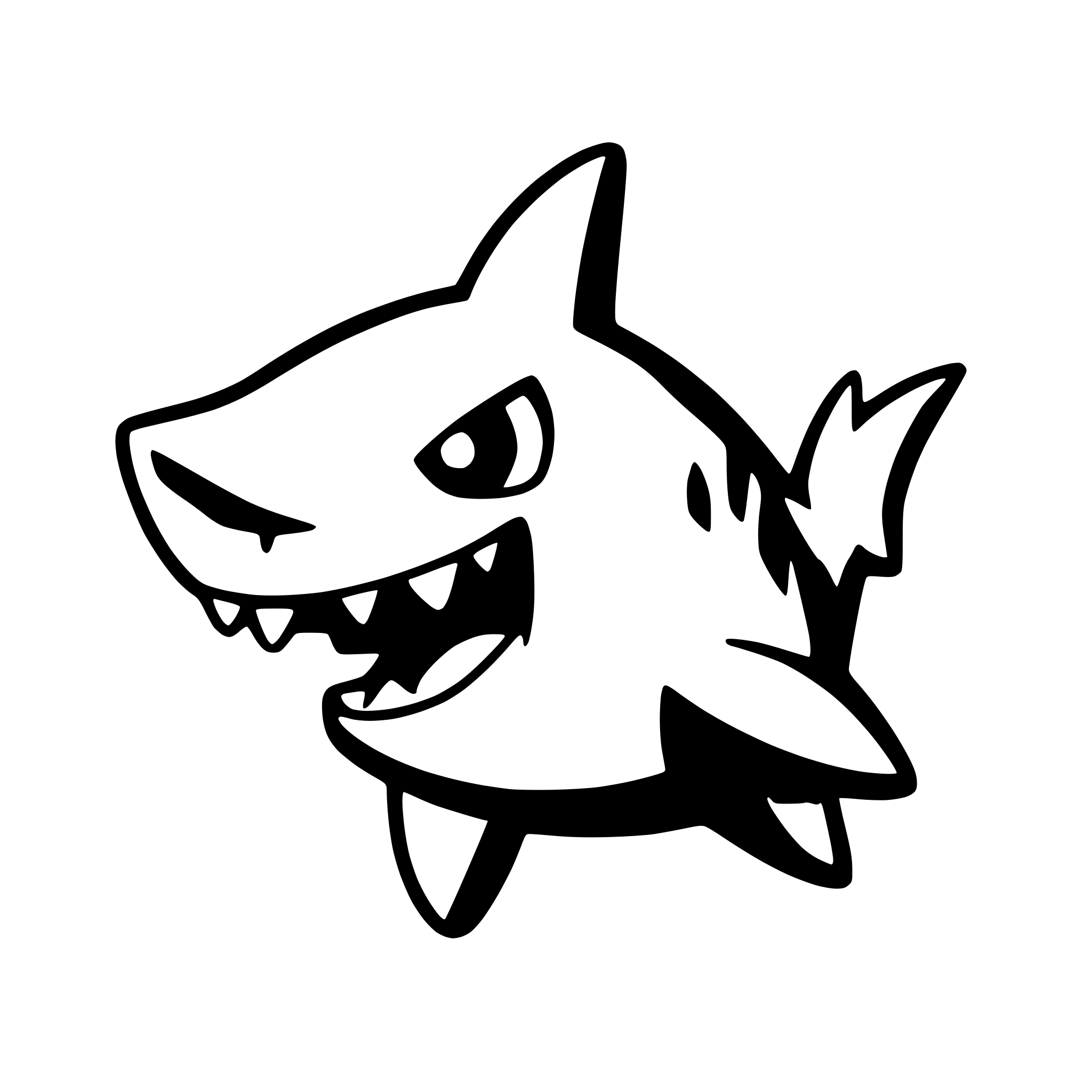 AI-generated SVG of 'Create an angry cartoon shark.'