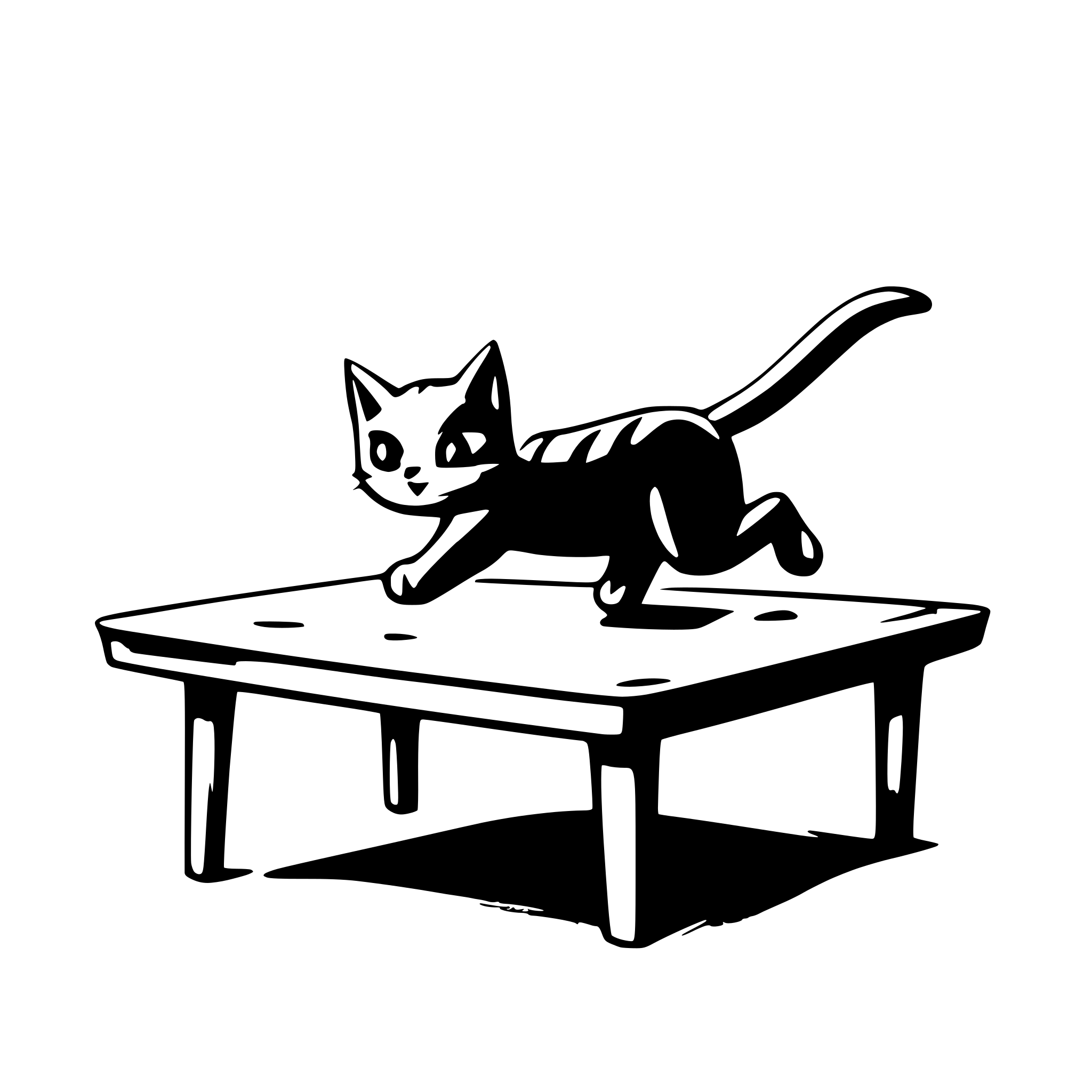 AI-generated SVG of a cat jumping off a table