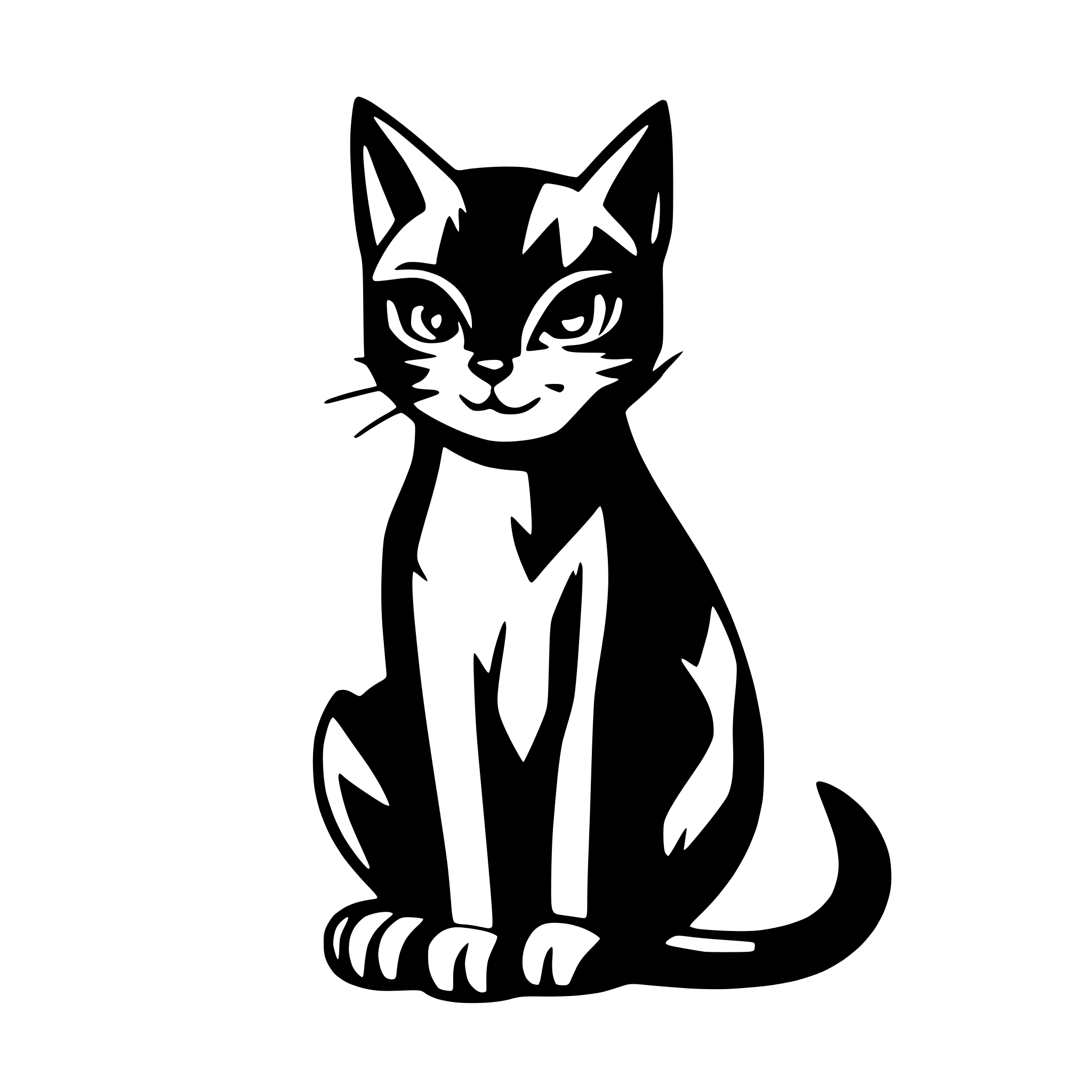 AI-generated SVG of a cute black cat  with smooth lines