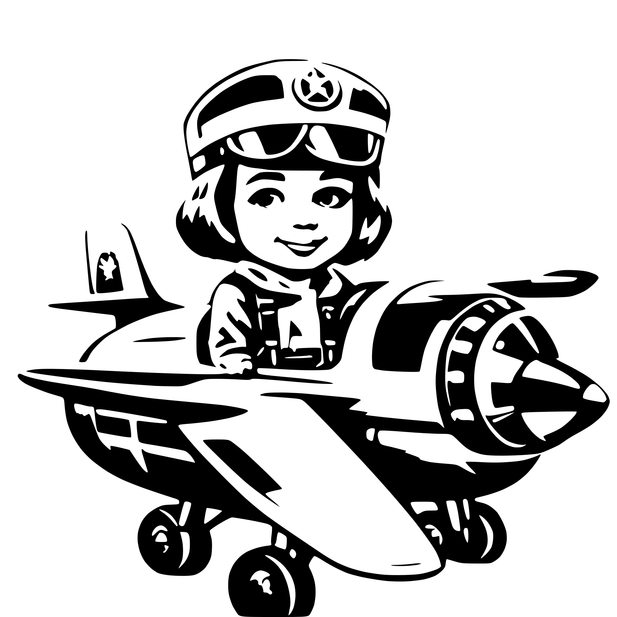 AI-generated SVG of a plane with a little cute boy in the cockpit