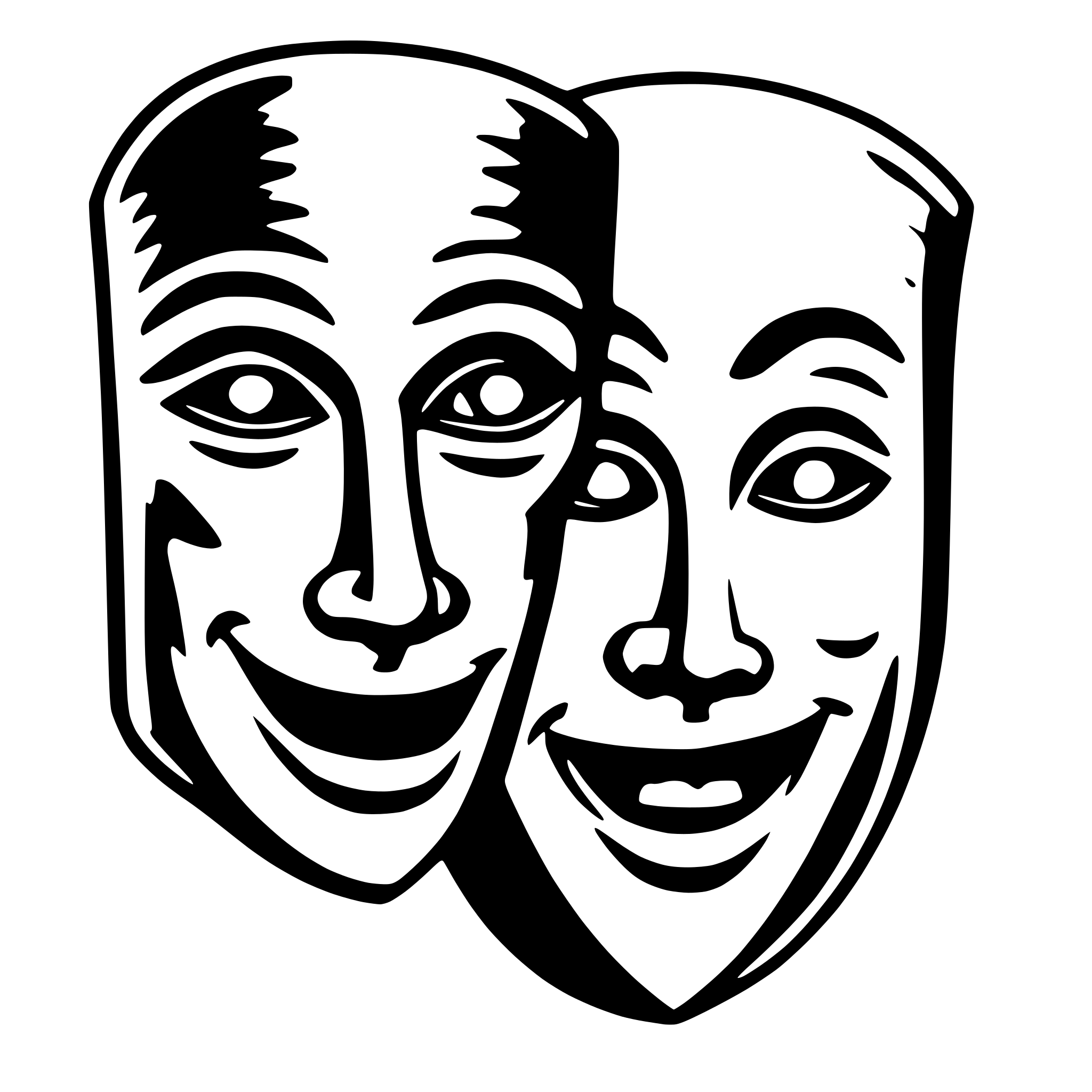 AI-generated SVG of 'Comedy Mask and Tragedy Mask'