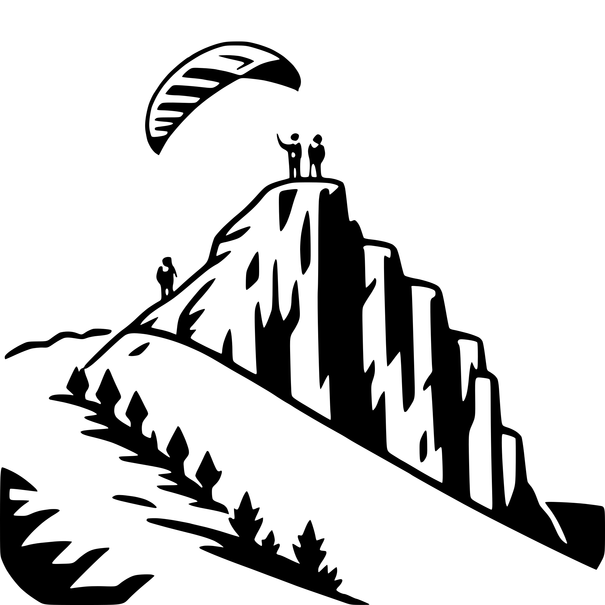 AI-generated SVG of a paragliding over cliffs