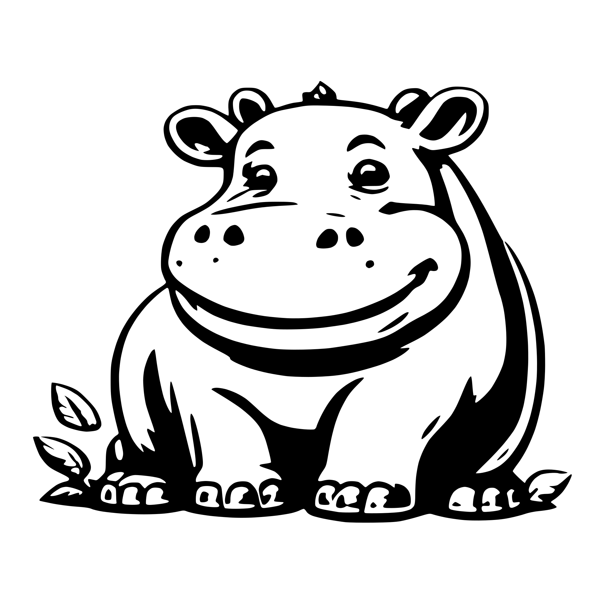 AI-generated SVG of 'a hippo hugging a bananna'