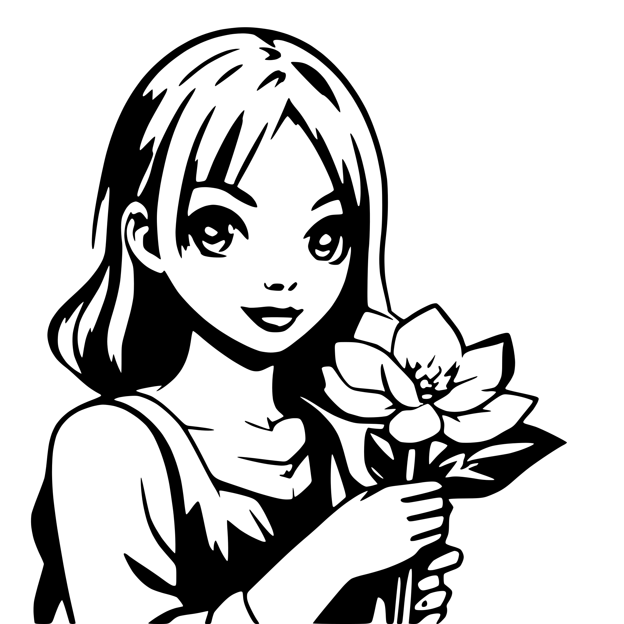 AI-generated SVG of 'girl with flower'