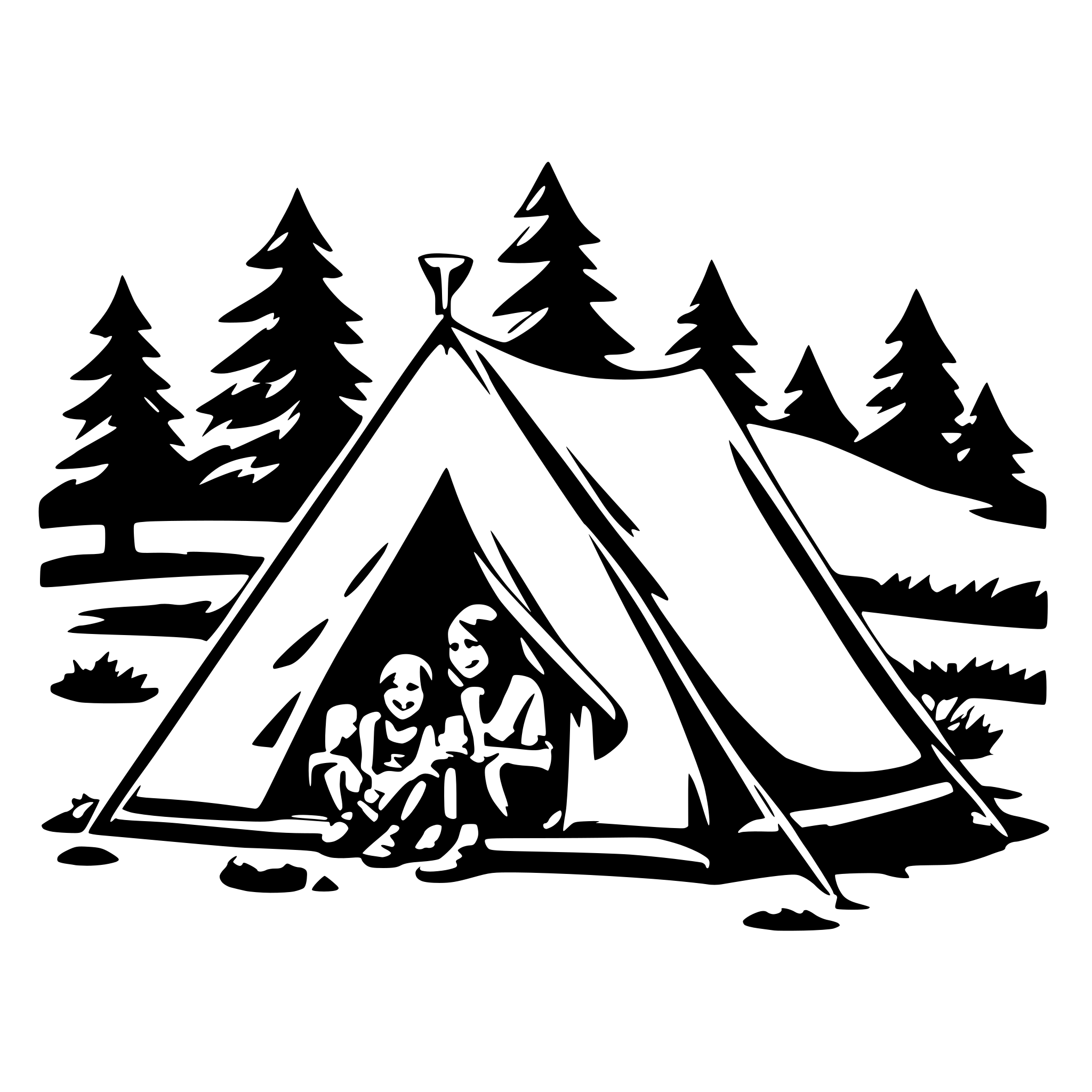 AI-generated SVG of a camping in a happy tent