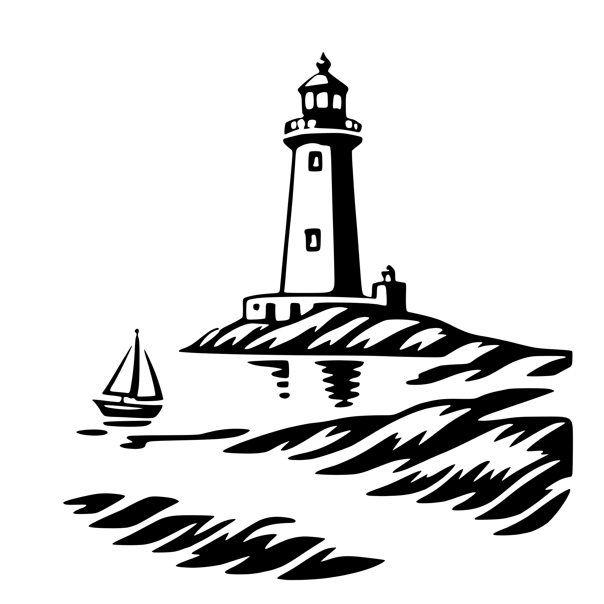 AI-generated SVG of 'sailing past lighthouse'