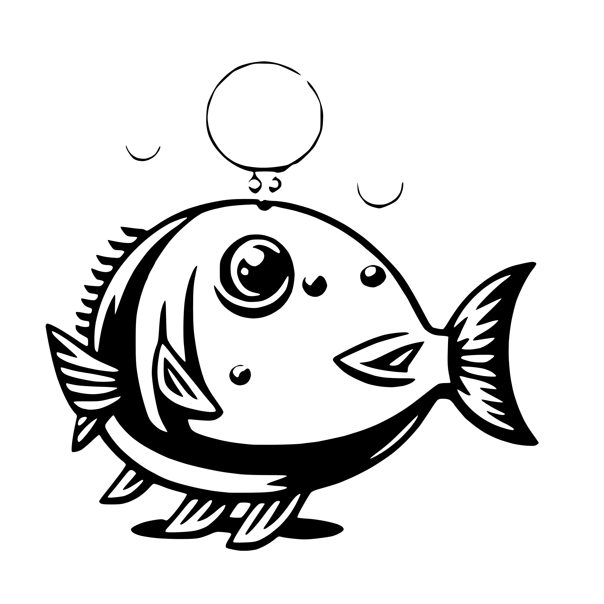 AI-generated SVG of a fish blowing bubbles