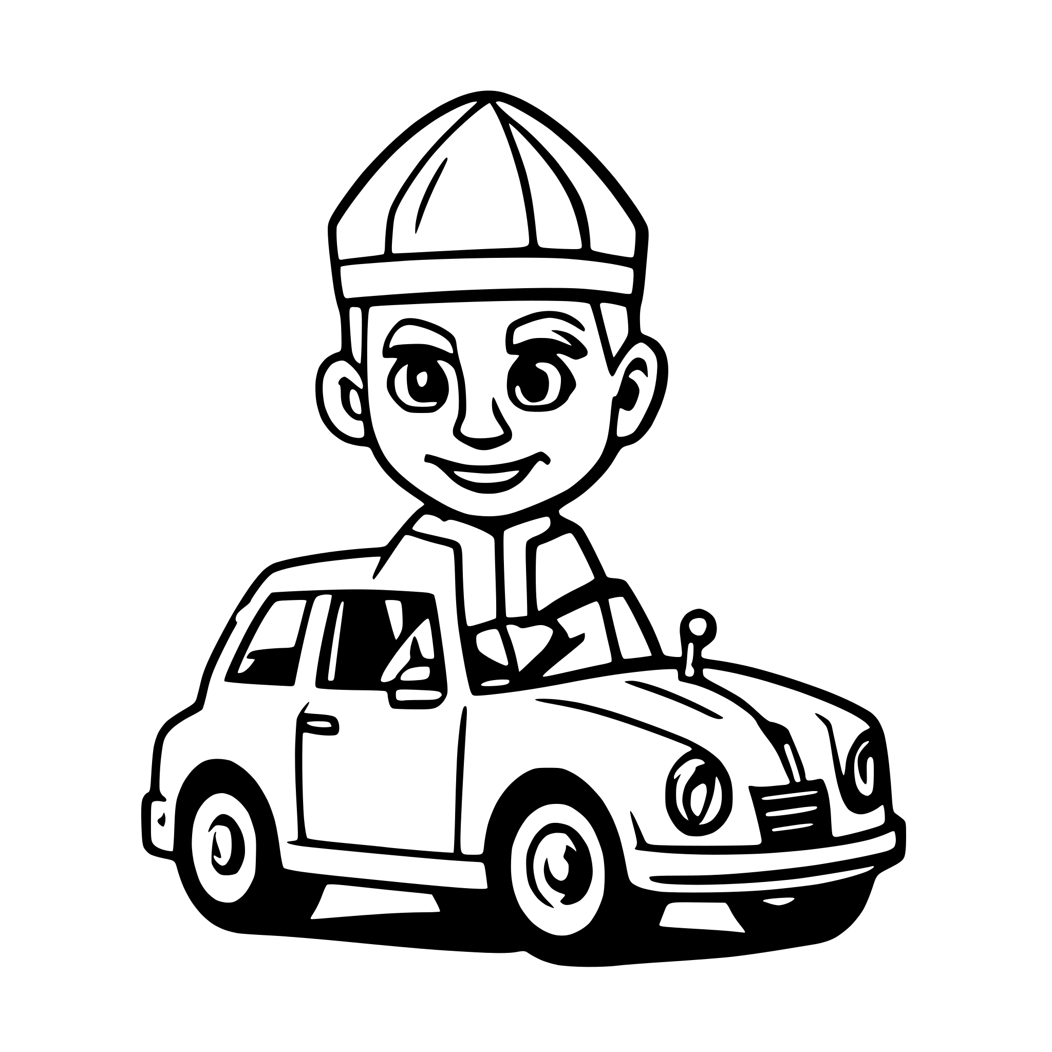 AI-generated SVG of 'pope with au car'