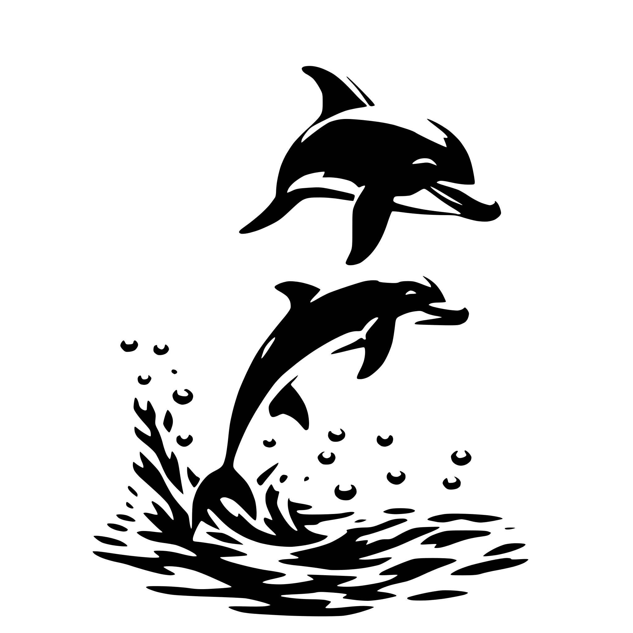 AI-generated SVG of a dolphin, swimming underwater
