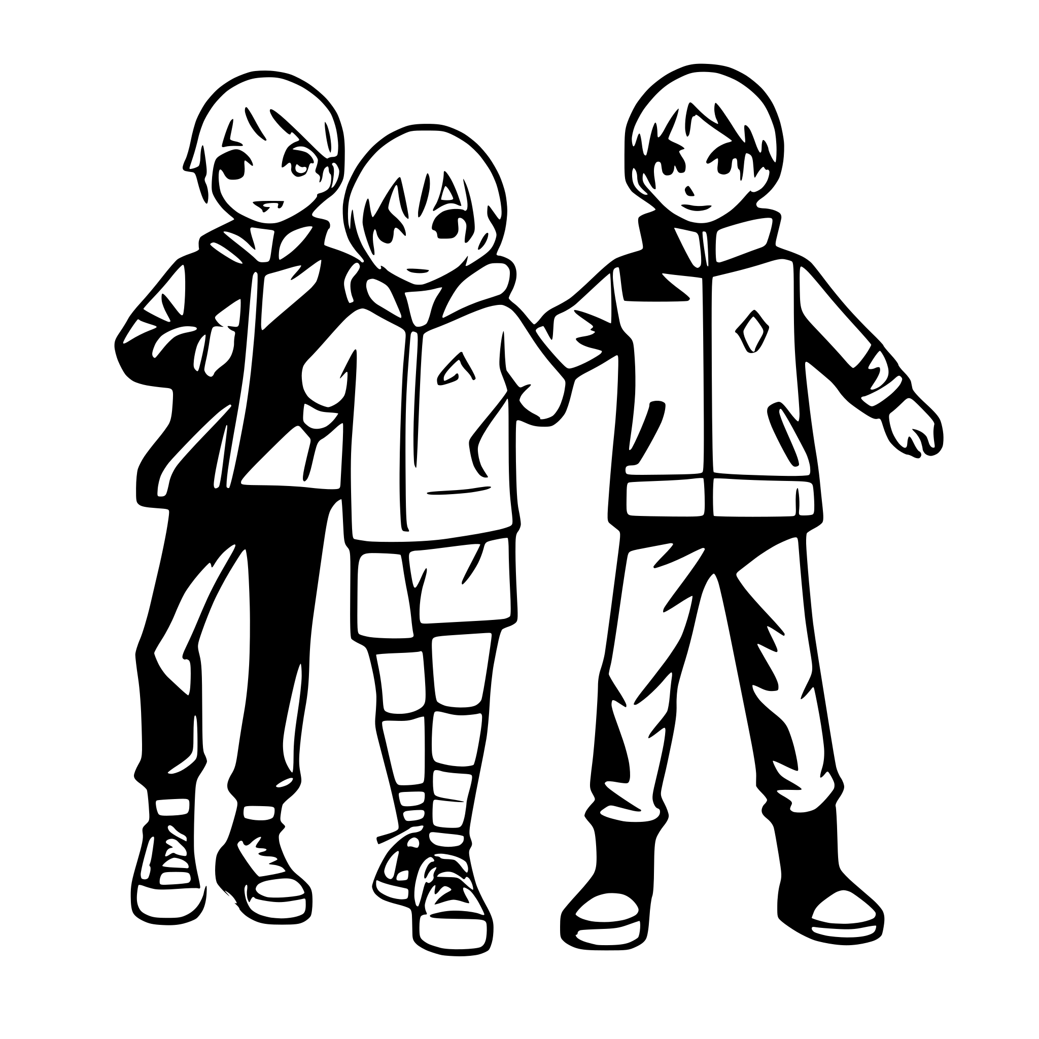 AI-generated SVG of a boys forming a line and holding hands