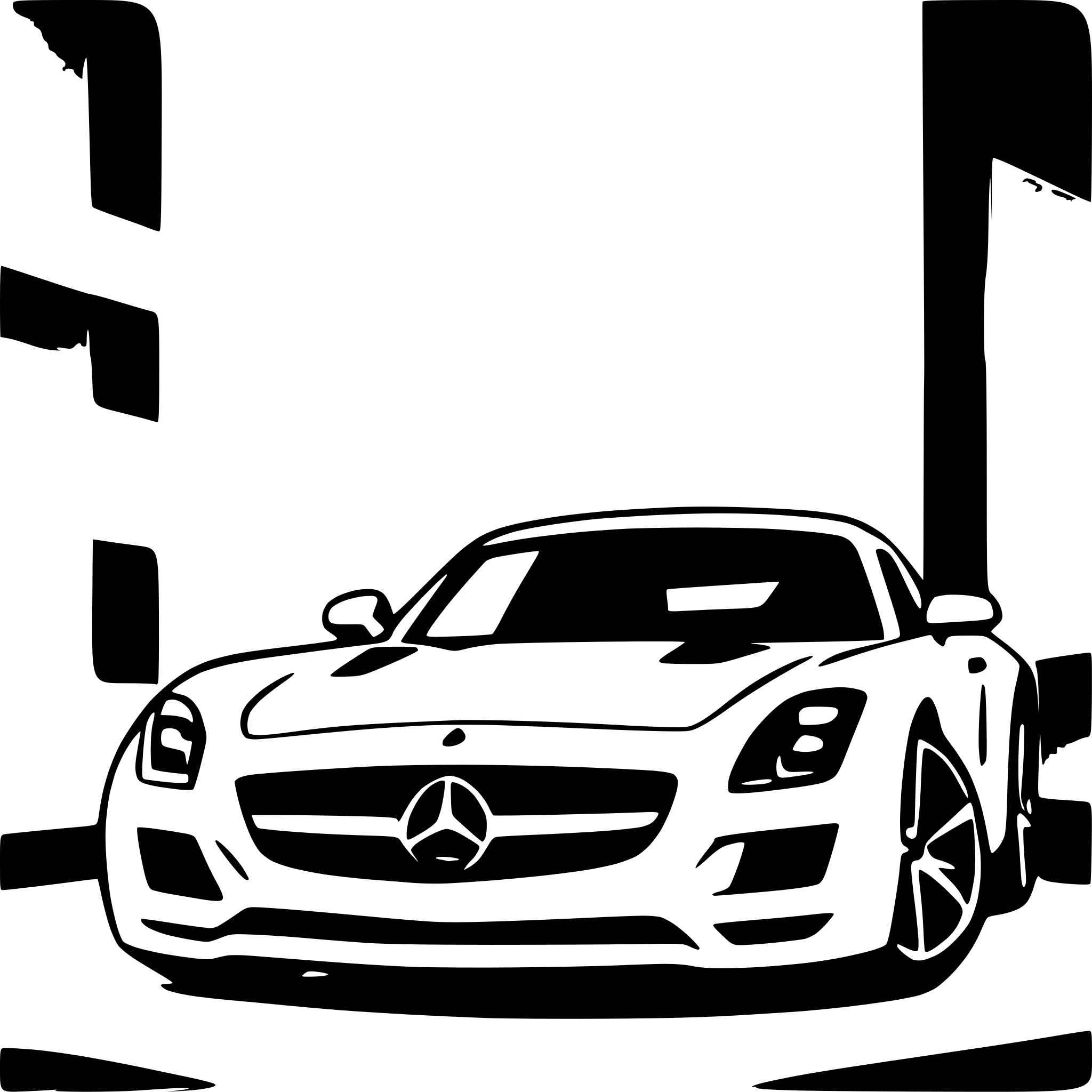 AI-generated SVG of 'Mercedes sls a drawing to color in. Without Logos.'