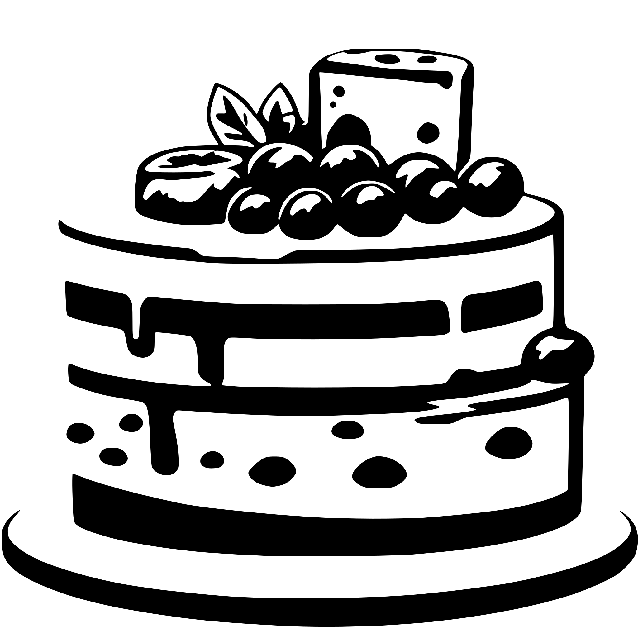 AI-generated SVG of a semi abstract graduated footer in a flat colour style with no line strokes based on hues of blue based on shapes fo food items and utensils including cake