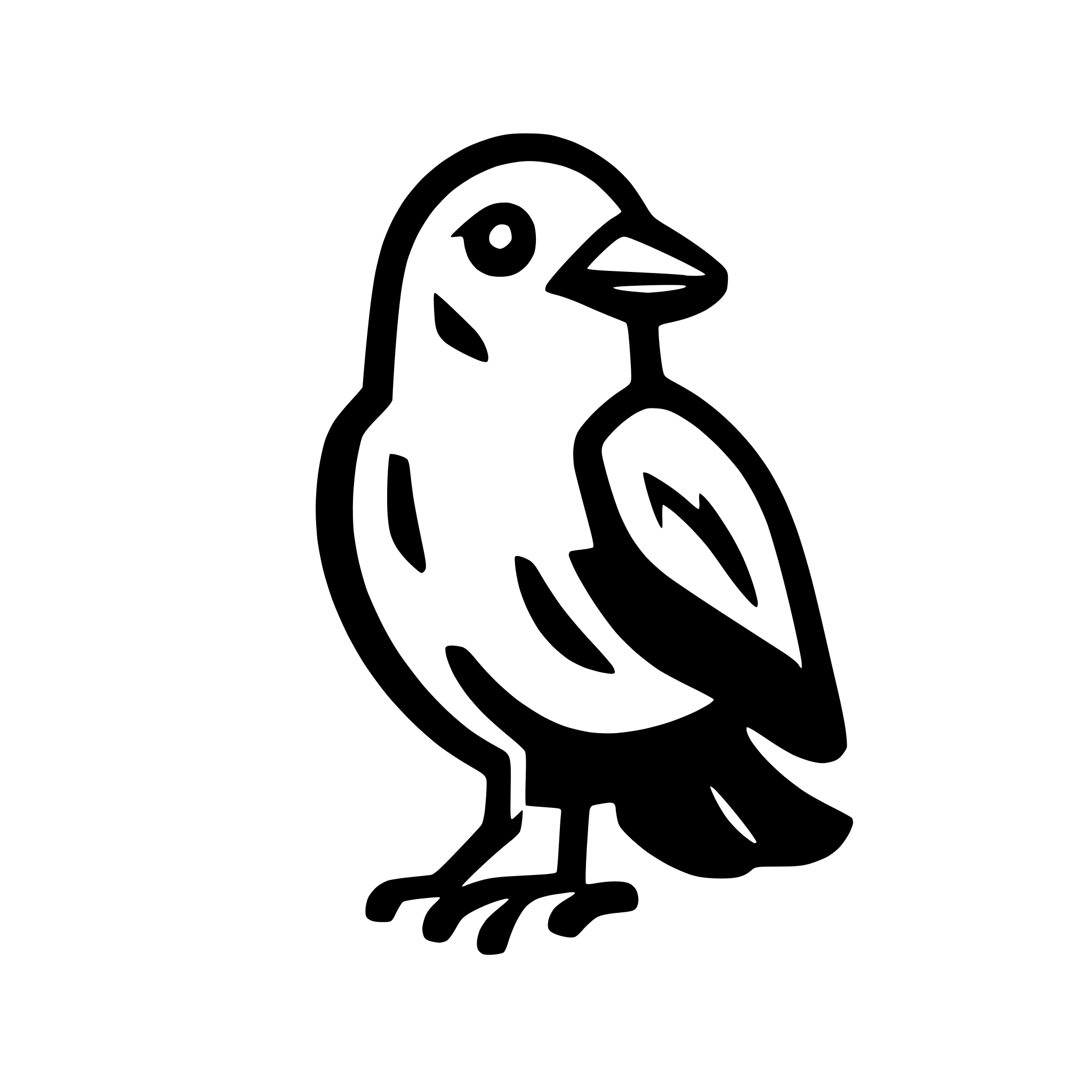 AI-generated SVG of a Minimalist pigeon icon in SVG, Heroicons style. Clean lines, modern, simple body outline, small beak, folded wings. Monochrome, no background, scalable.