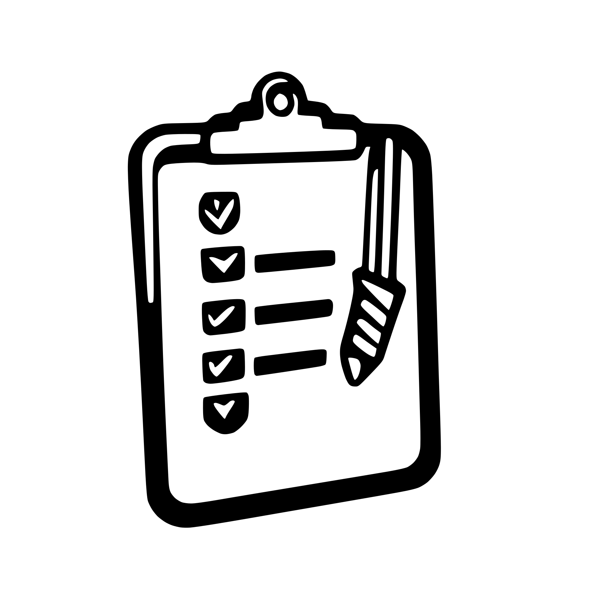 AI-generated SVG of a clipboard with checklist and cute pencil, bold lines, rounded shapes, flat colors, playful and student-friendly icon for assignment submission, SVG vector.