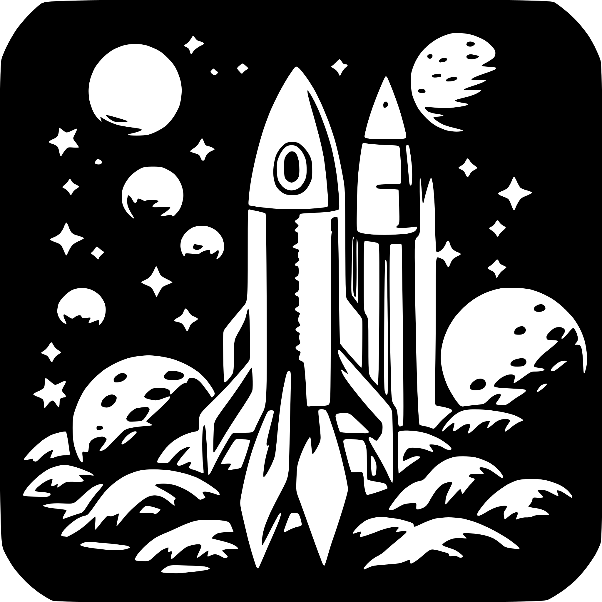 AI-generated SVG of 'rocket and planets'