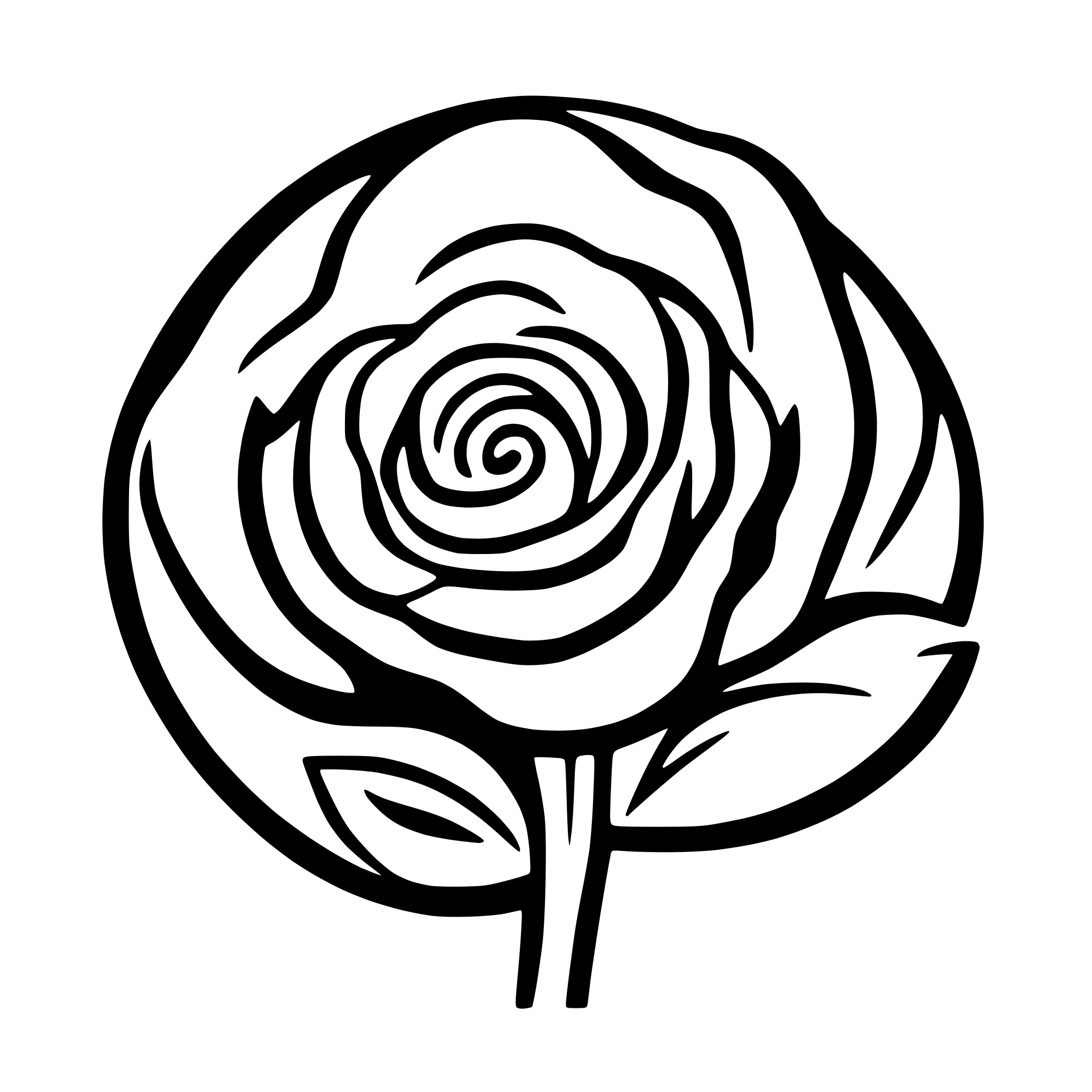 AI-generated SVG of a only the head of a rose with cupped petal shapes, delicate spiral inner swirl outline