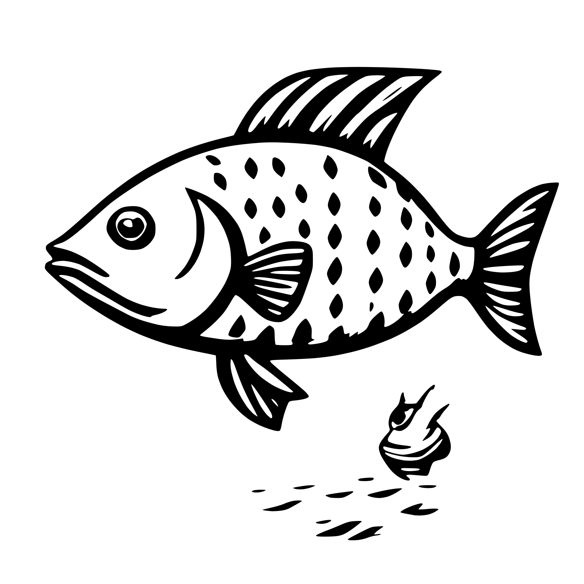 AI-generated SVG of a draw me a simple fish, which can swim