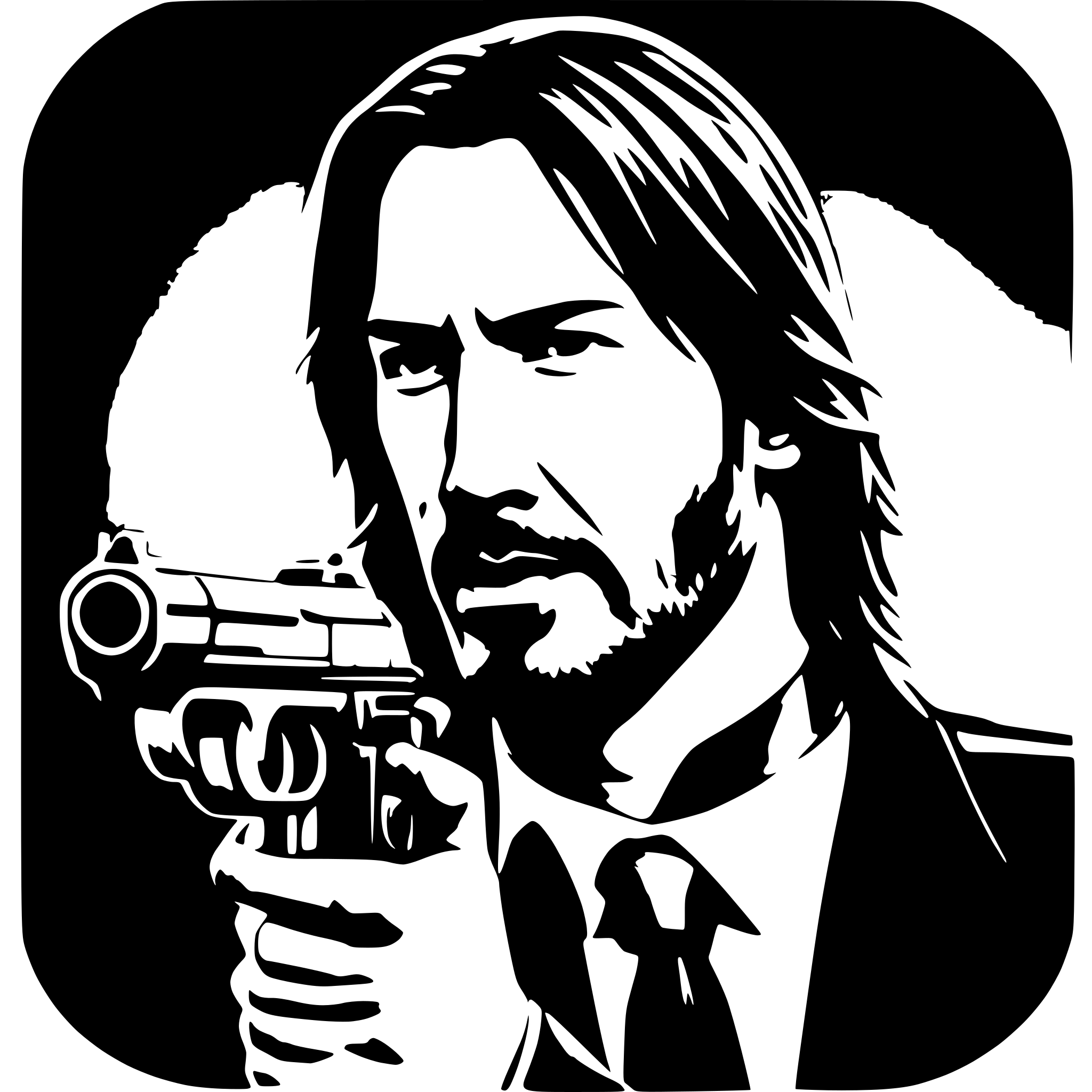 AI-generated SVG of a Generate a vector of Keanu Reeves John Wick with a gun AI-generated SVG of a Generate a vector of Keanu Reeves John Wick with a gun