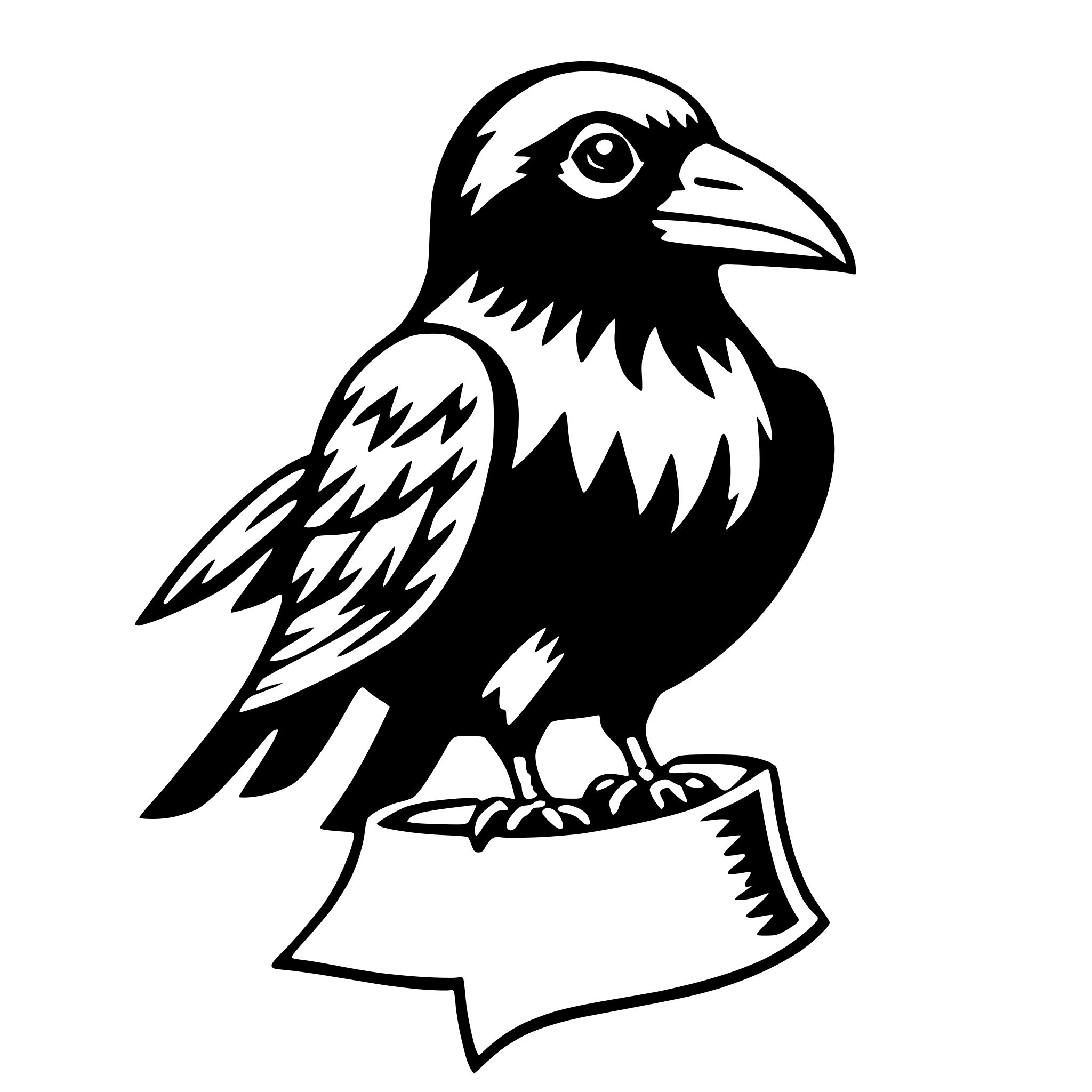 AI-generated SVG of a raven with ribbon