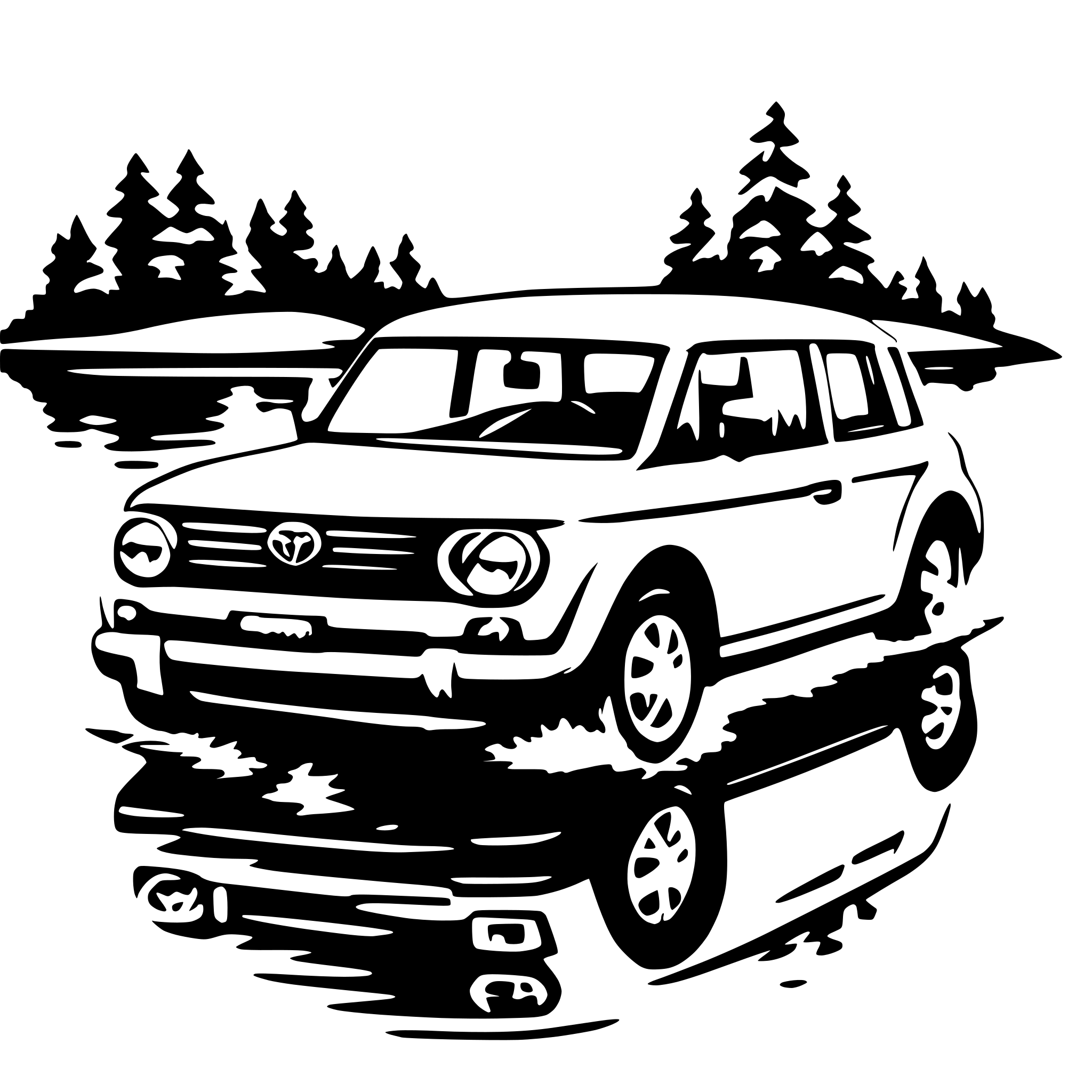 AI-generated SVG of a a Toyota car in lake