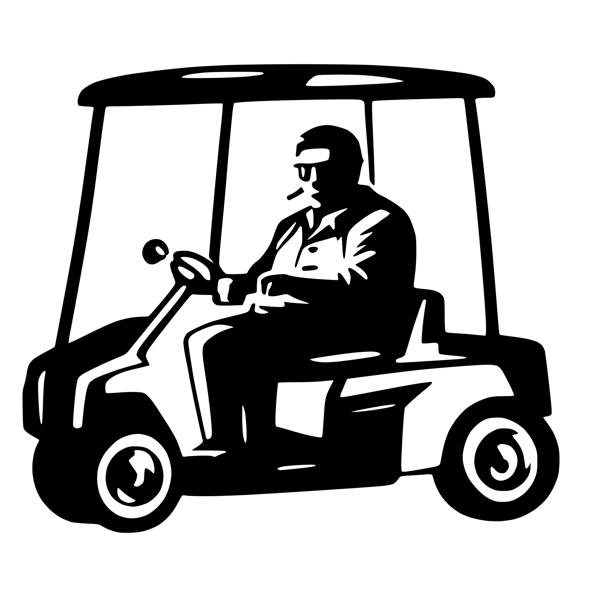 AI-generated SVG of a a fat mafia man with a moustache sitting inside a golf buggy