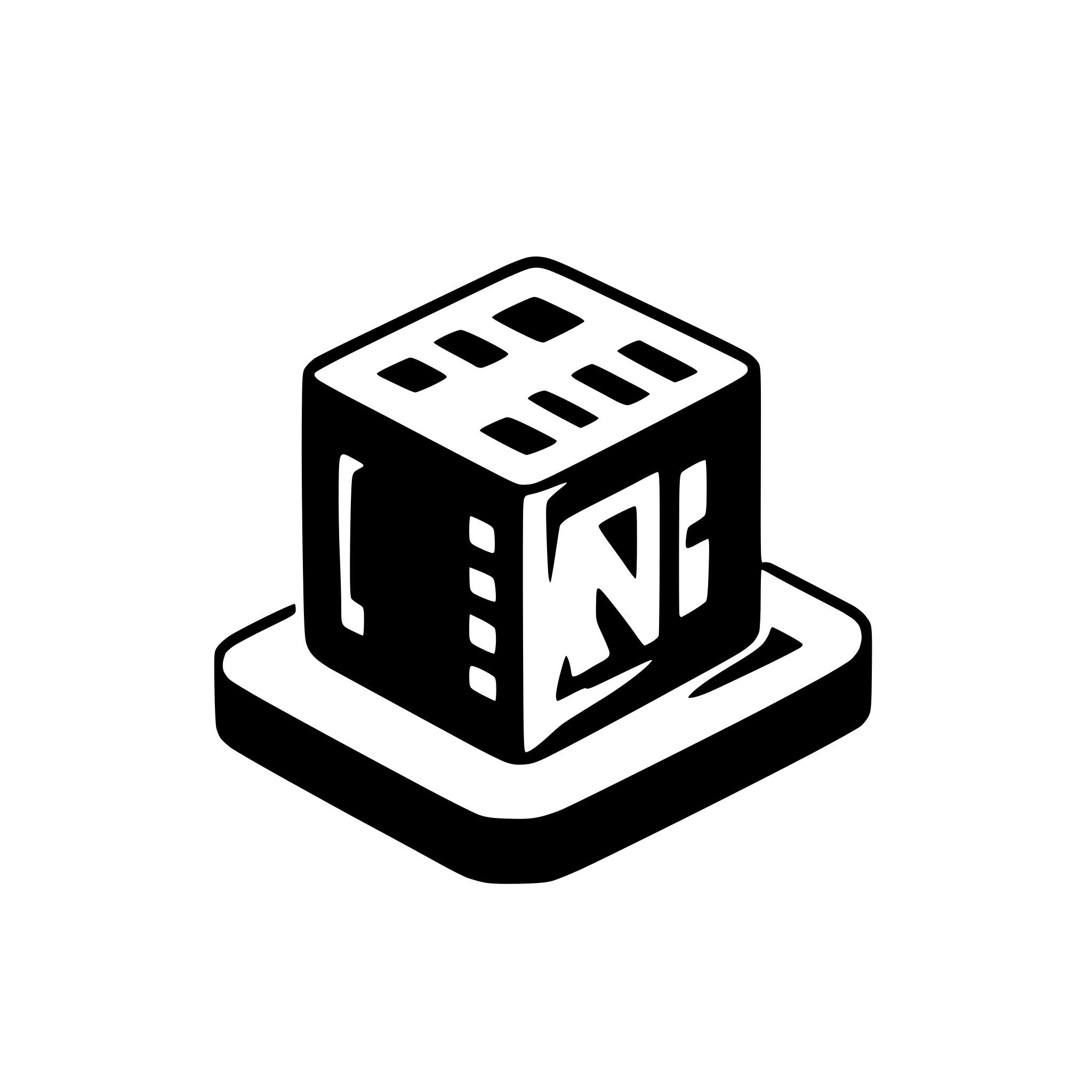 AI-generated SVG of a notions logo but the cube is octagon and the N is a filmstrip