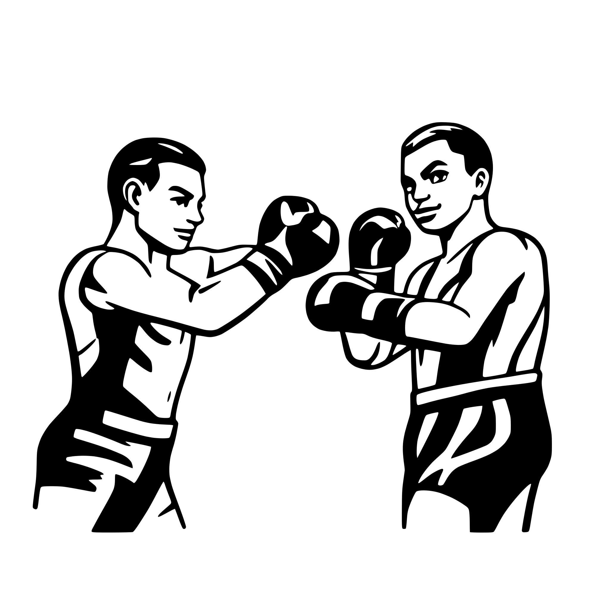 AI-generated SVG of 'two men boxing'