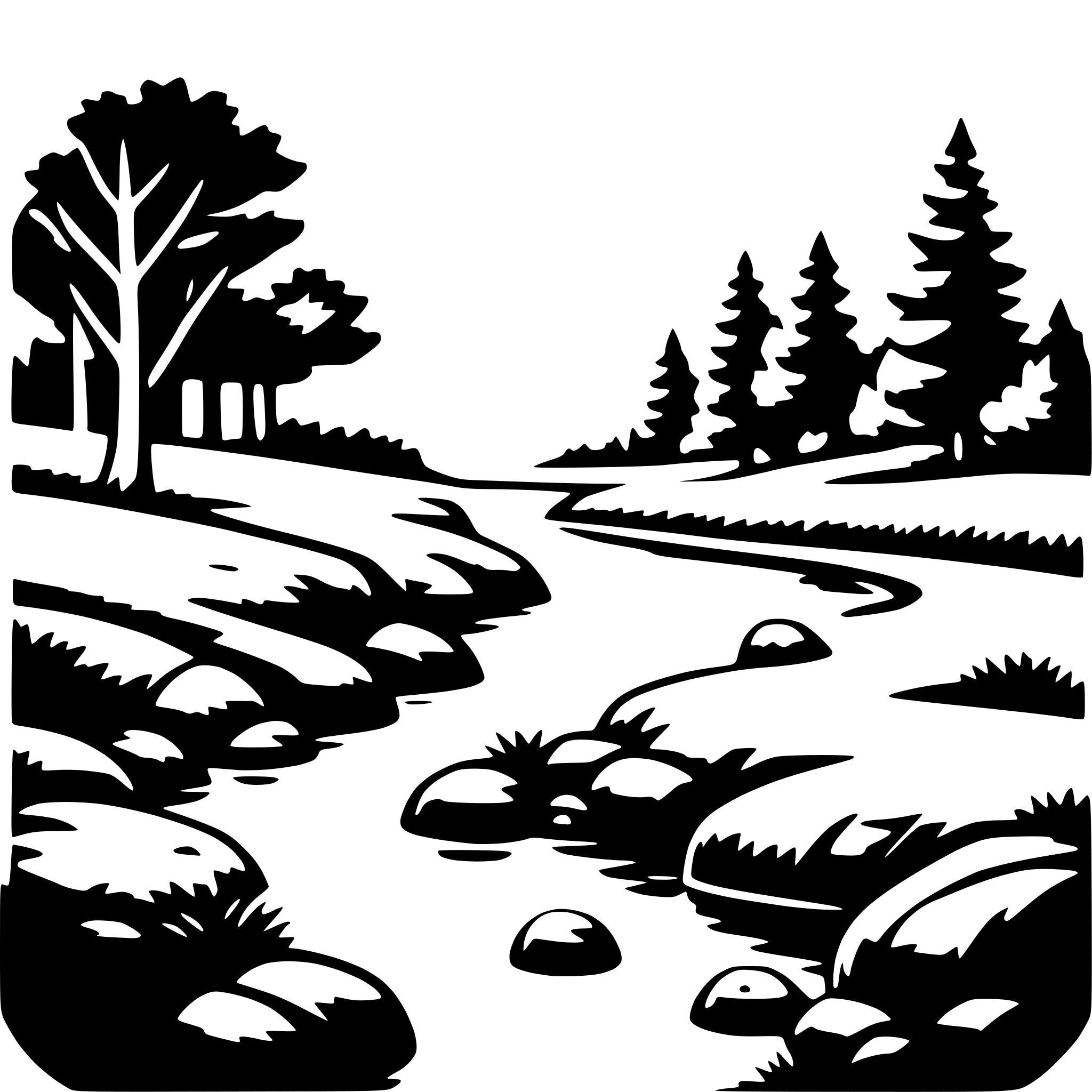 AI-generated SVG of a woodland stream